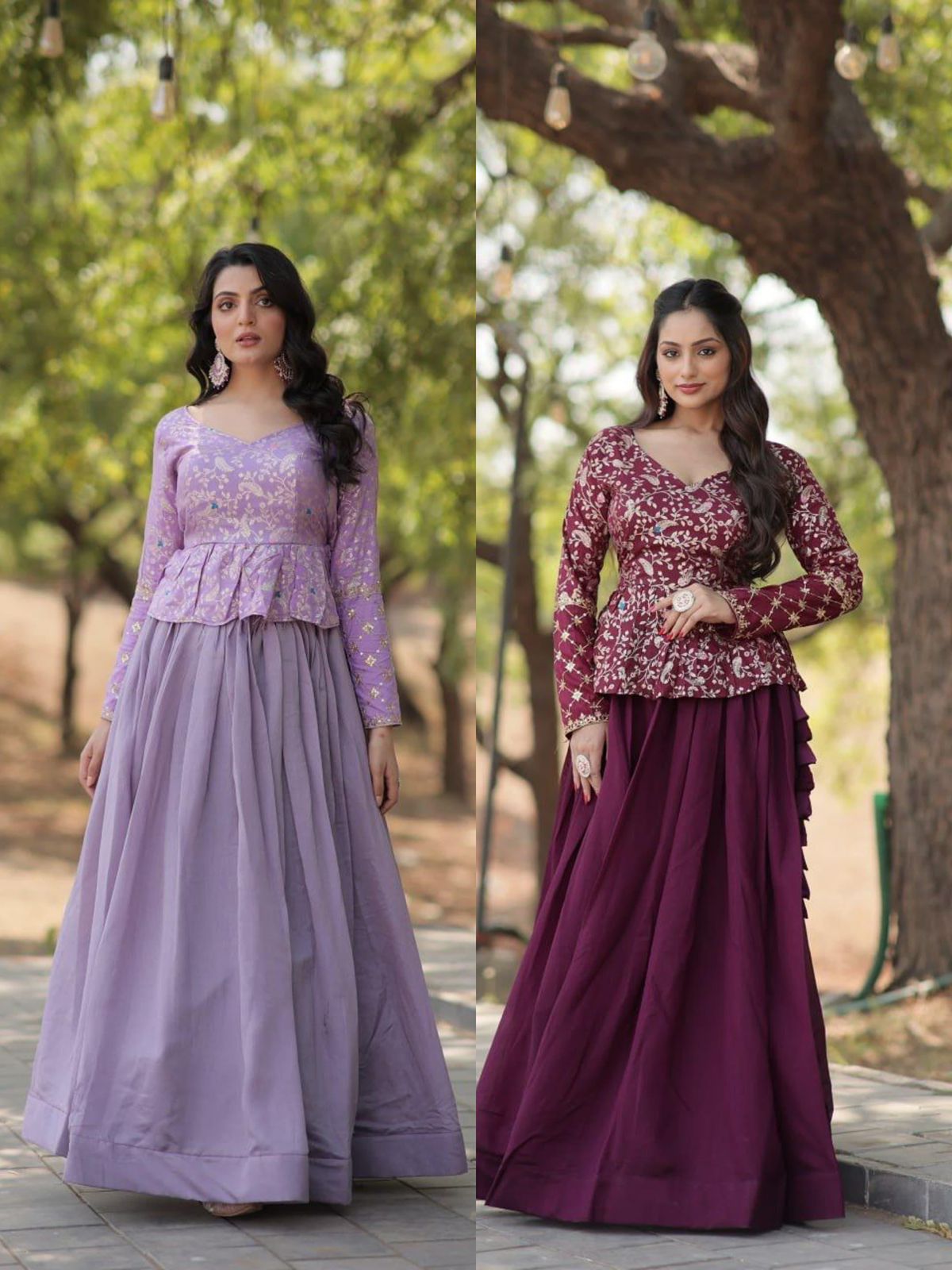 Explore This Trending Fashionable Co-ord  Set with Pure Viscose Dayble Flower Design & Sequins Embroidered work Blouse and Plain Lehenga Which looks Amazing for Any Functions.
