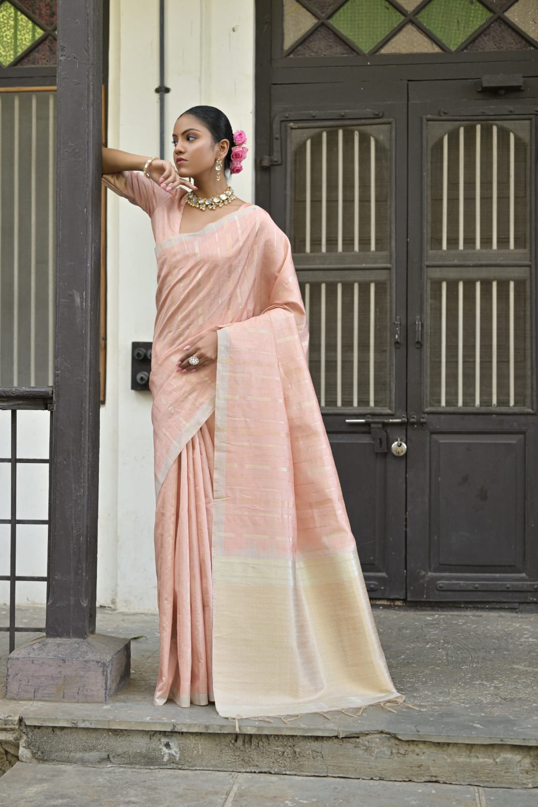 WE COME WITH PURE TUSSAR SILK WEAVING SAREE JUST FOR YOU