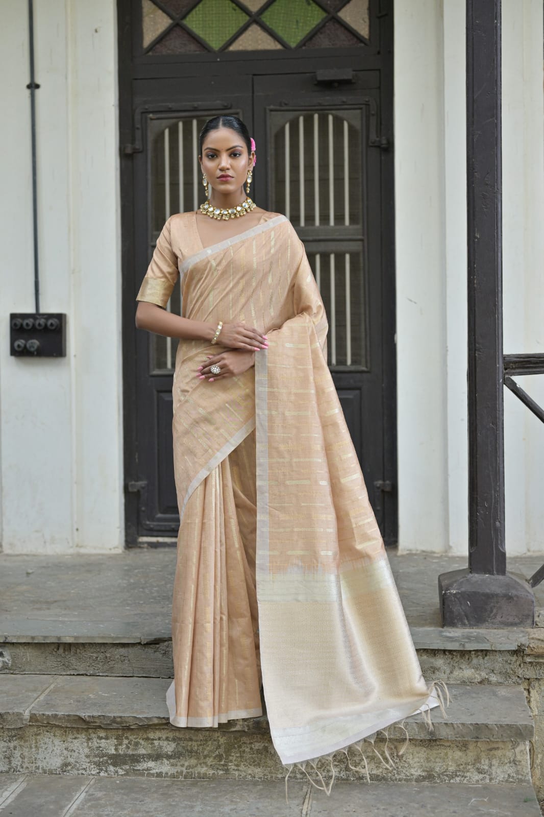 WE COME WITH PURE TUSSAR SILK WEAVING SAREE JUST FOR YOU
