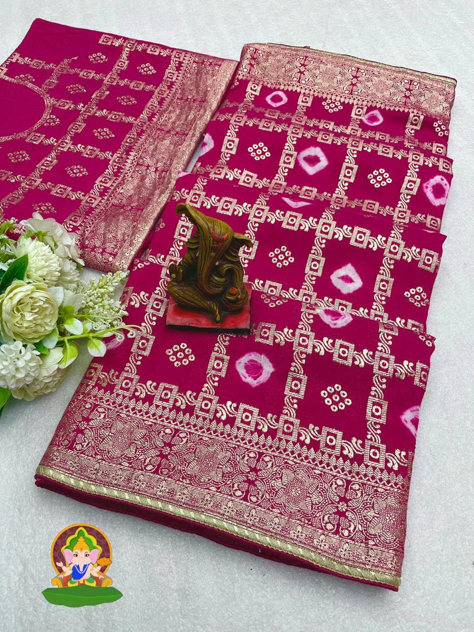 Pure viscose Dolla Silk Saree with 🥰 Beautiful Sibori Print,