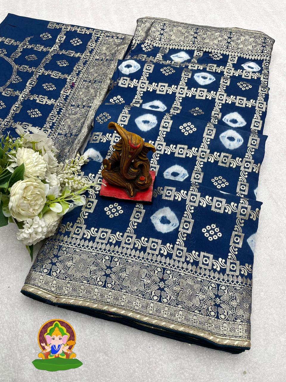 Pure viscose Dolla Silk Saree with 🥰 Beautiful Sibori Print,