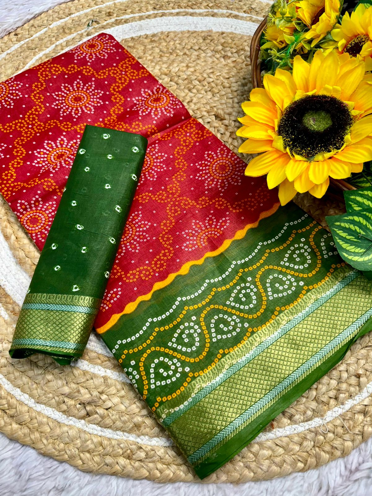 Now we Presenting New  Block Print Bandhej Saree Most Demanded Collection......!!!🥰_*