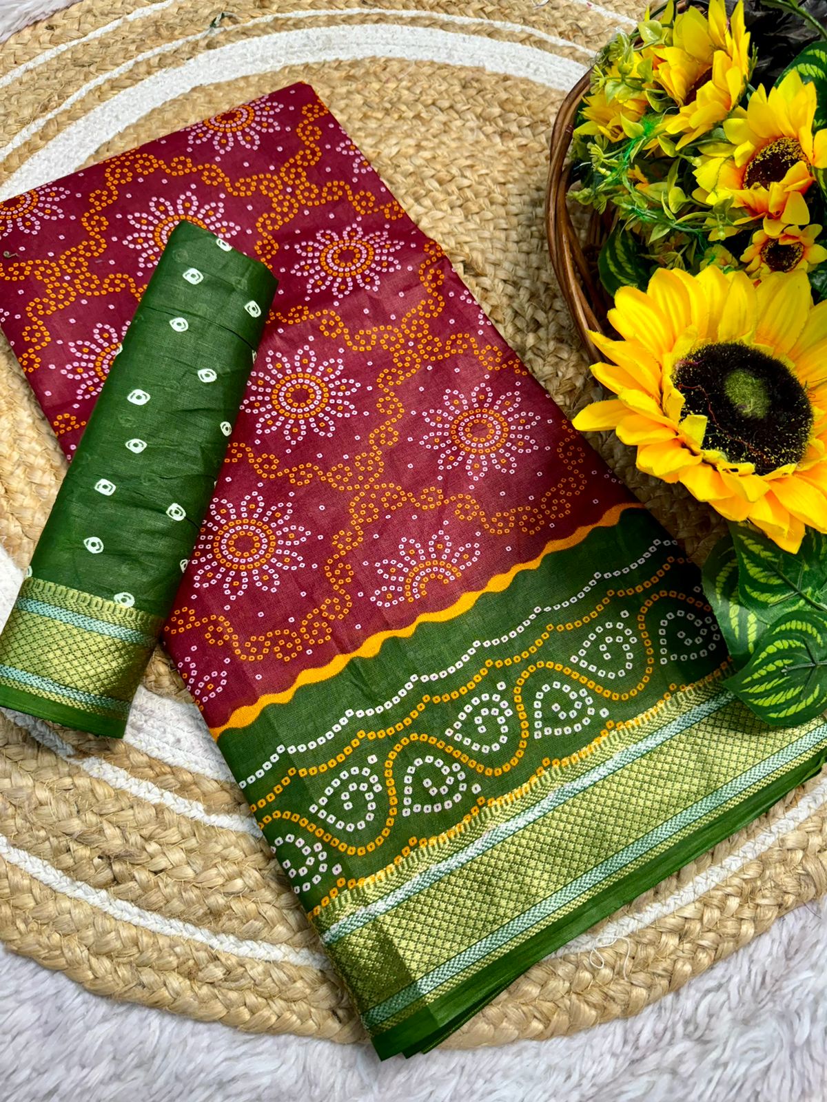 Now we Presenting New  Block Print Bandhej Saree Most Demanded Collection......!!!🥰_*