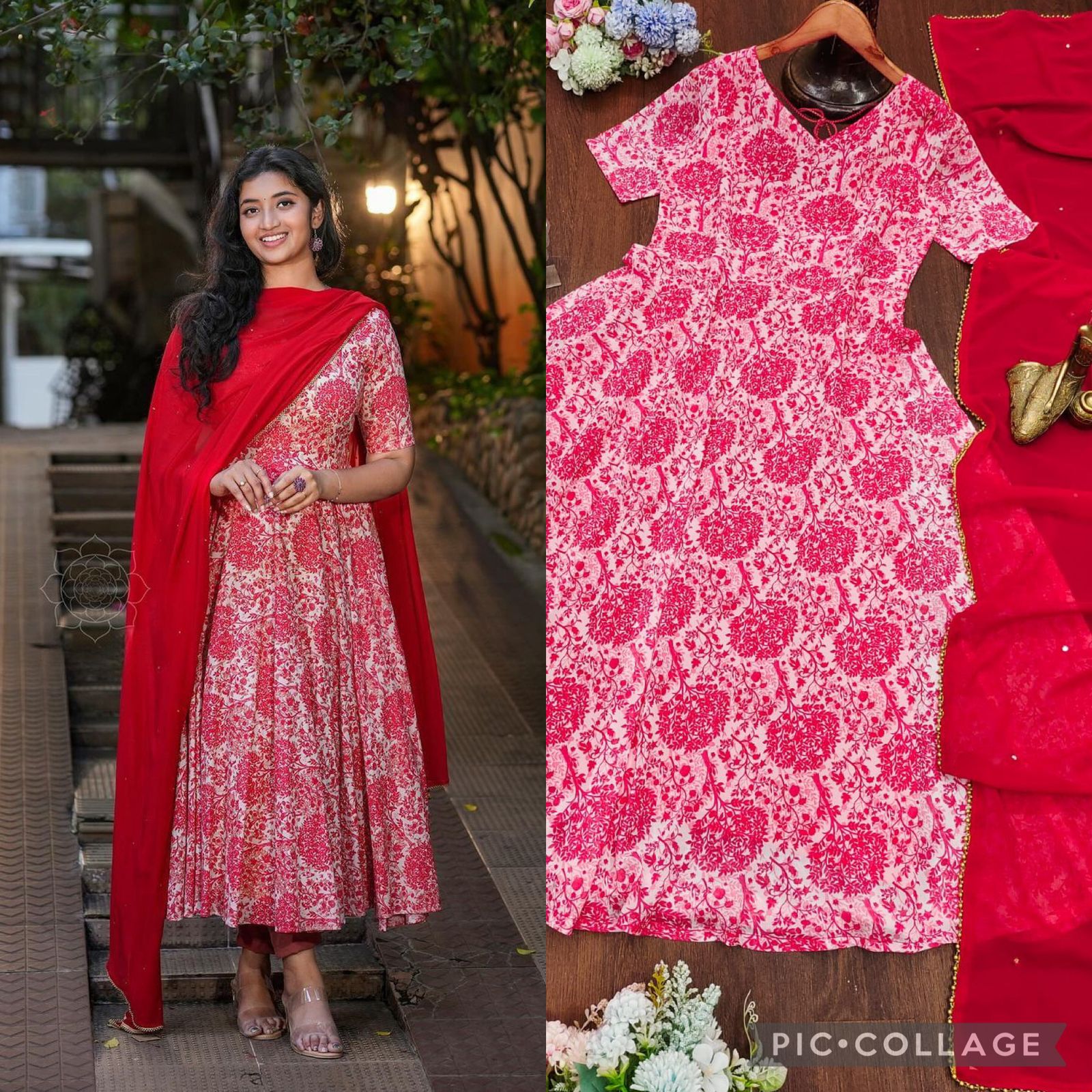 Blossom in style with this flirty floral Grorgett anarkali🥰