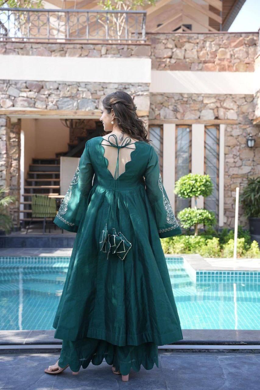 Chinnon Silk Anarkali organza Dupptta Bottom
