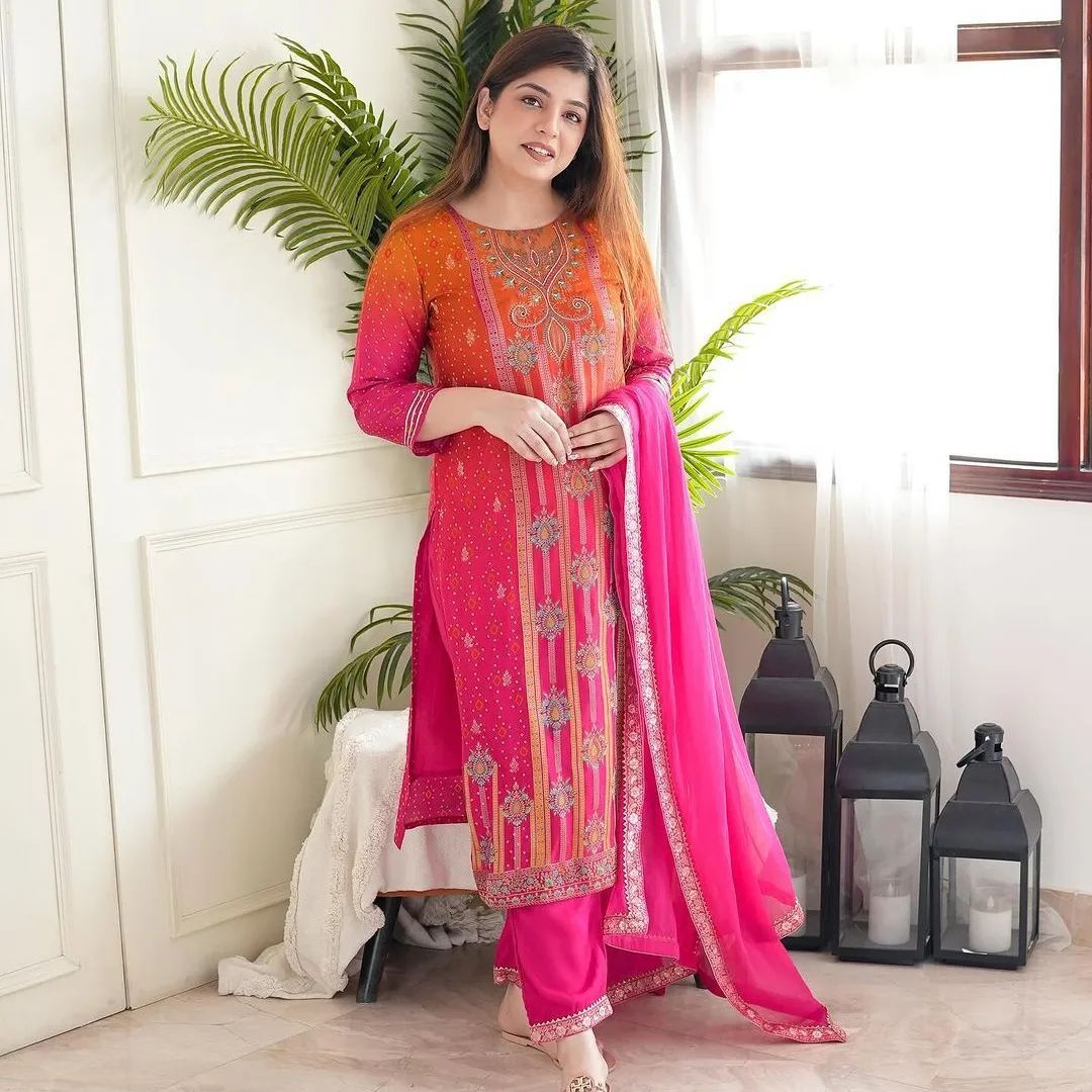 MUSLIN SILK HAND WORK DRESSS
