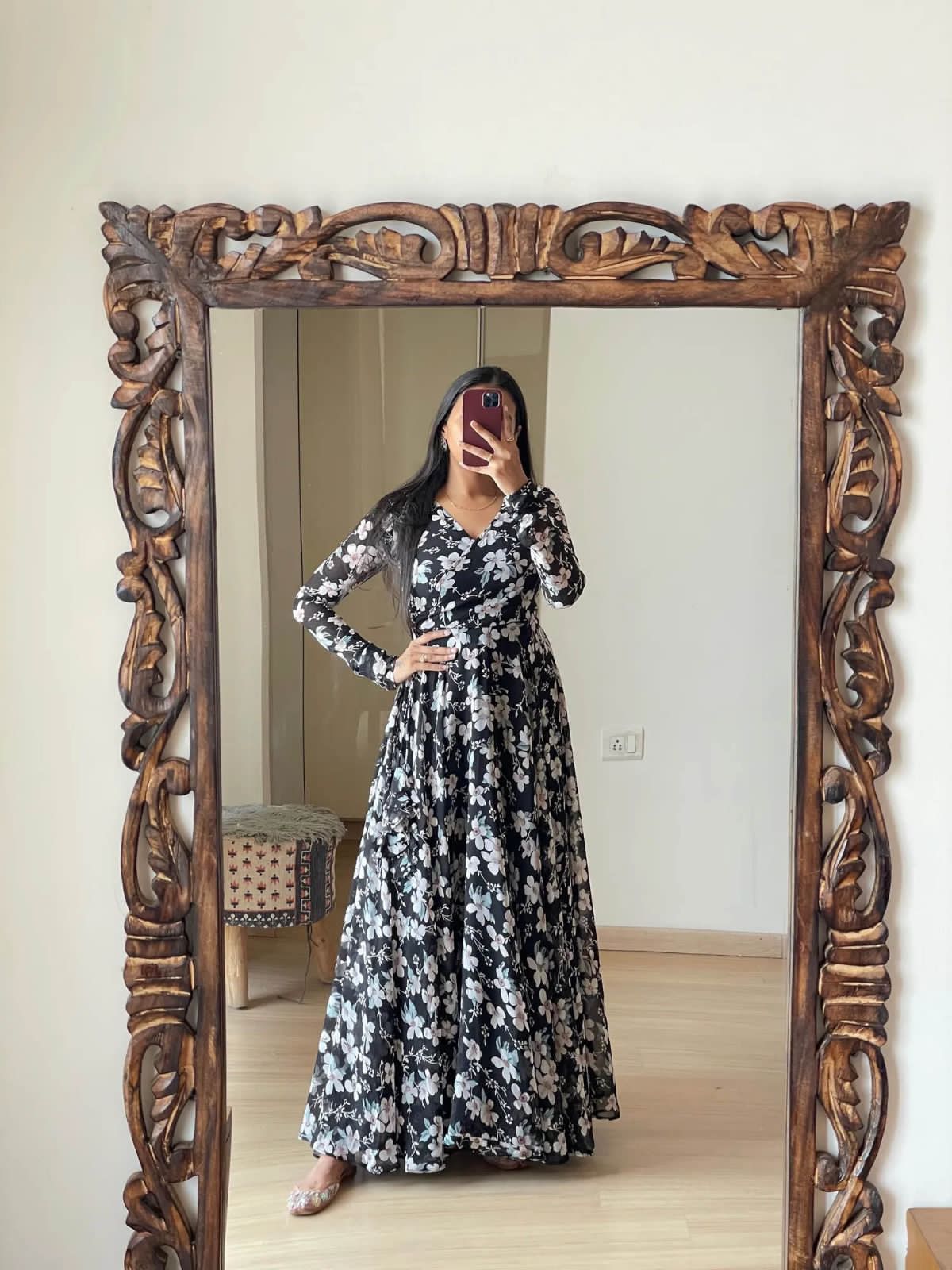  Fox Georgette with 😘🤷🏼‍♀️ digital print gown ✨