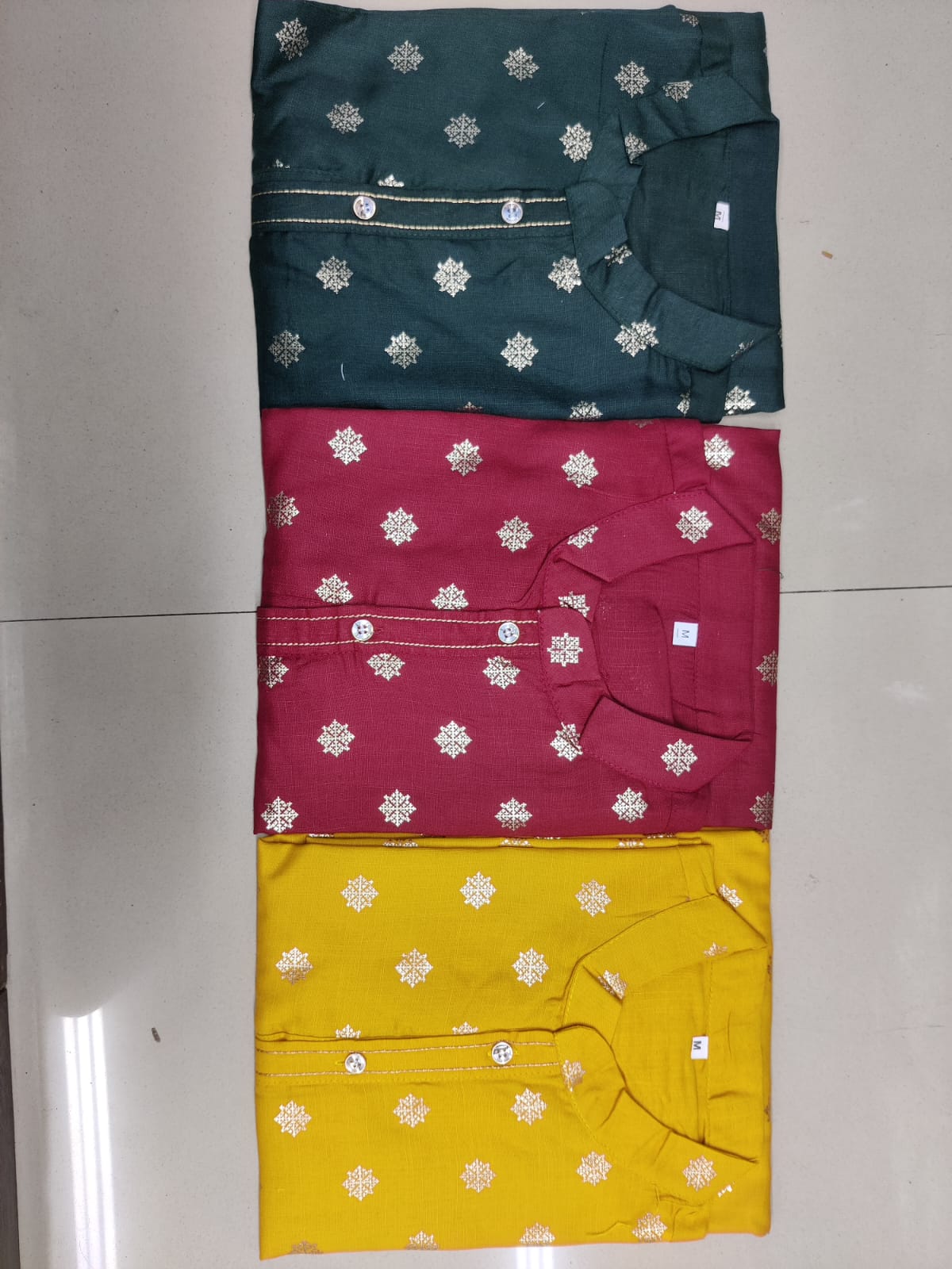 Pure cotton with Foil Print Butti &  pocket with Exclusive Button KURTA