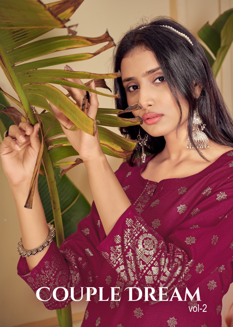 Pure cotton with Foil Print Butti KURTI WITH PENT