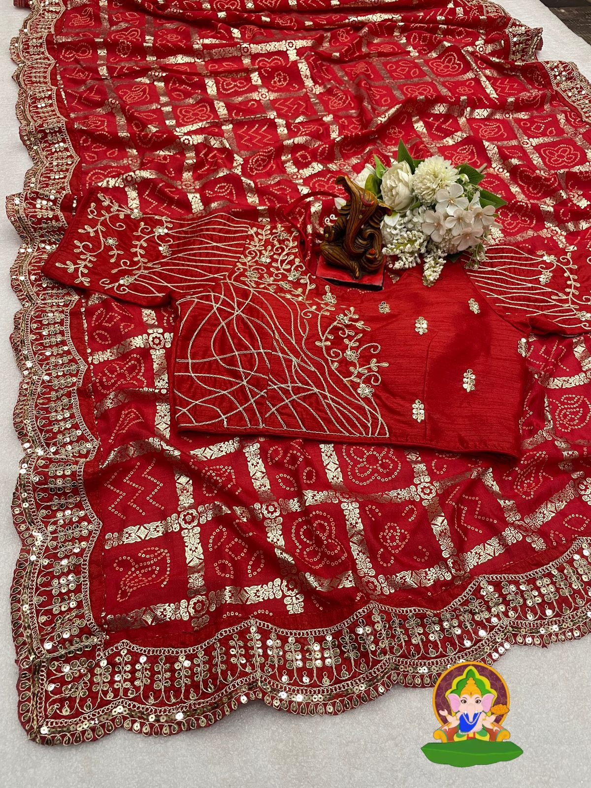 Vichitra Silk Fabric BANDHNI DESIGN SAREE