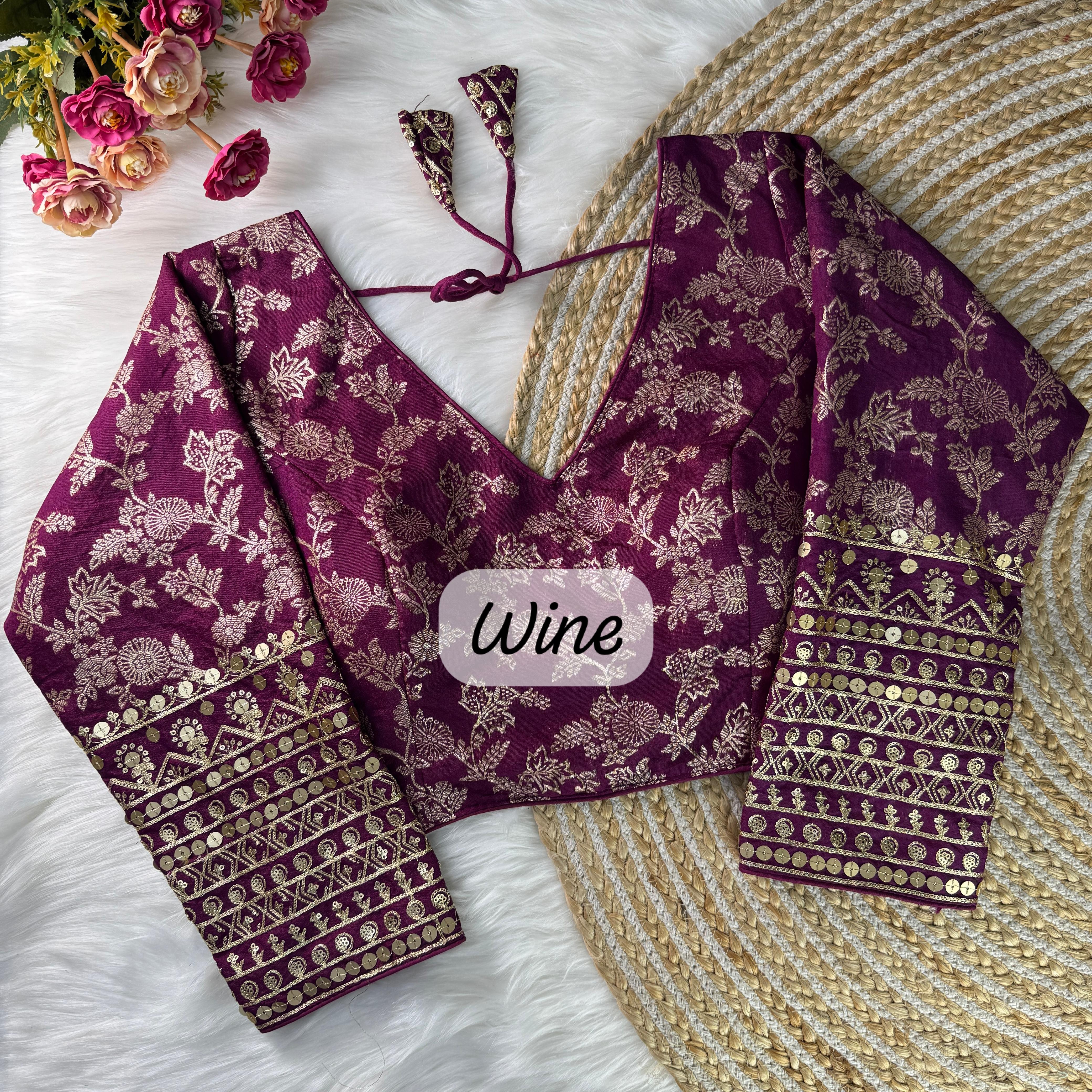 PURE DOLA SILK FULL SLEEVES BLOUSE ❤️