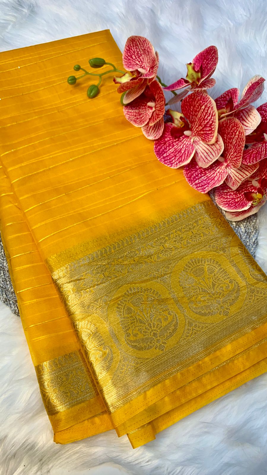 Organza silk with siqwance lineing and Heavy Zari Jaqurd Border