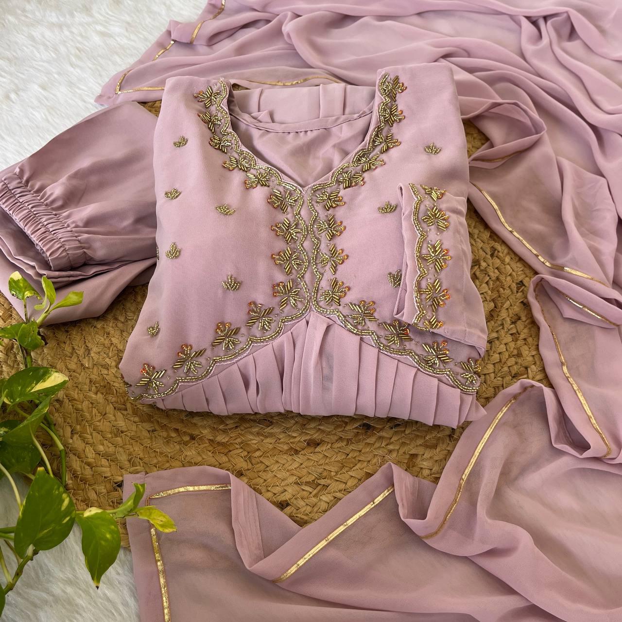  New Party Wear Look Fox Gerorrget Gown With Dupatta , pant ,