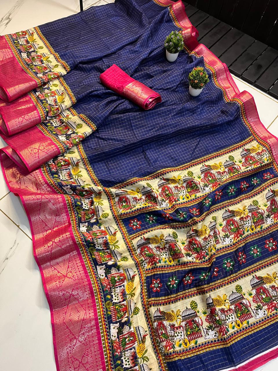 Dola silk with 5 inch jequrd boder  Running blouse