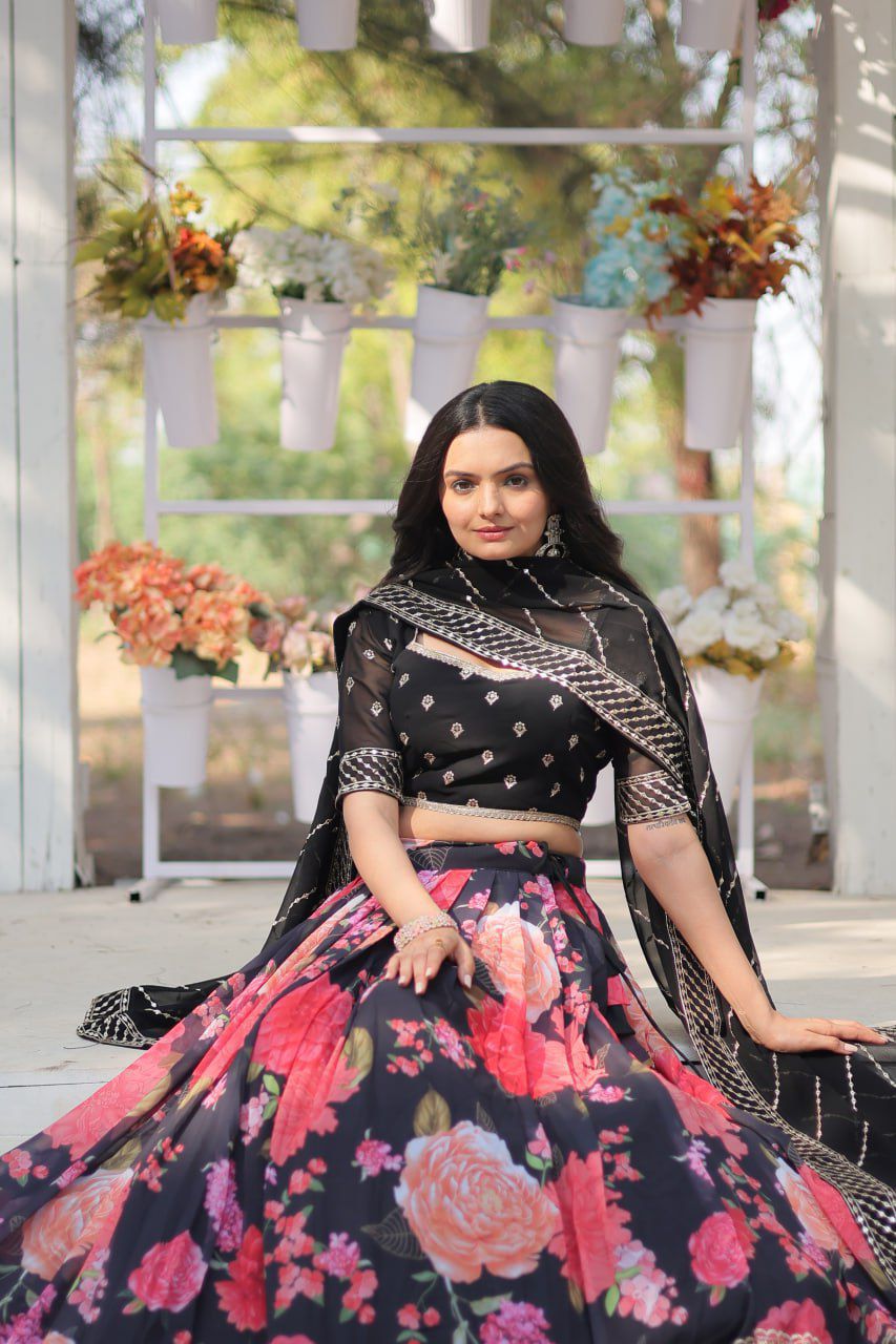 Digital Printed Georgette Lehenga