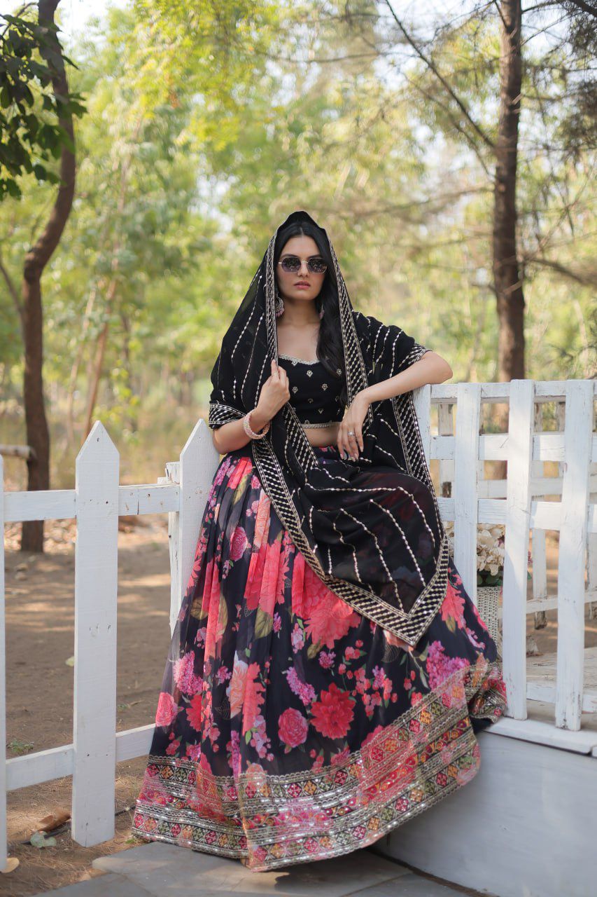Digital Printed Georgette Lehenga