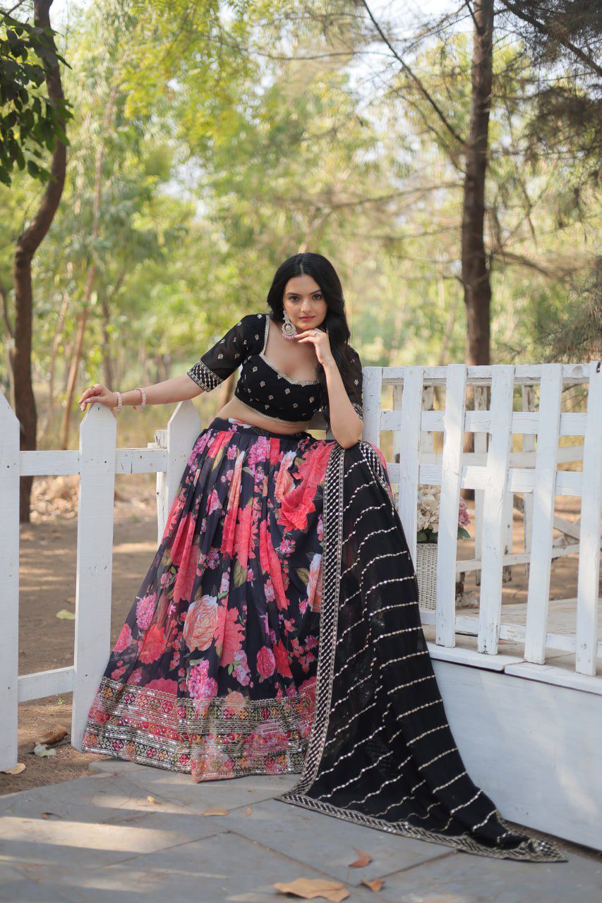Digital Printed Georgette Lehenga