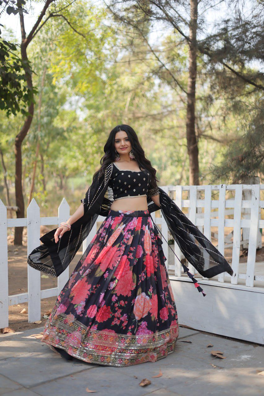 Digital Printed Georgette Lehenga