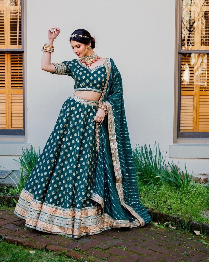 SILK BLUE LEHENGA SET WITH A MULTI COLOURED EMBROIDERY COODING WORK💙