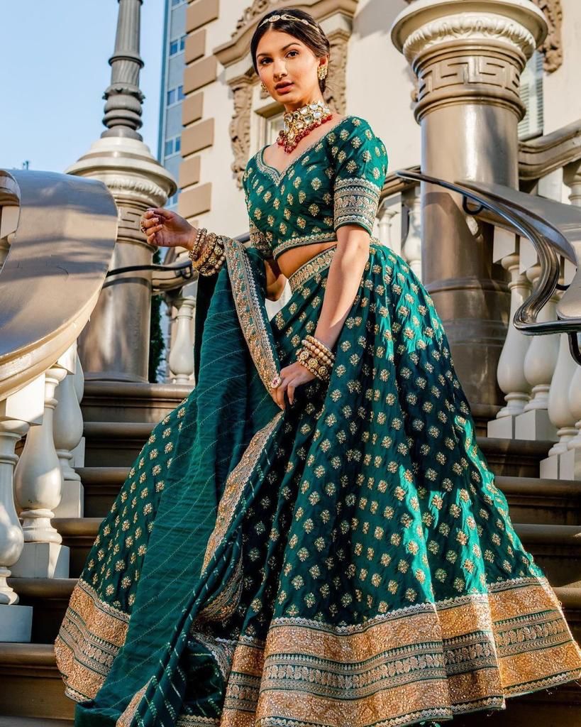 SILK BLUE LEHENGA SET WITH A MULTI COLOURED EMBROIDERY COODING WORK💙