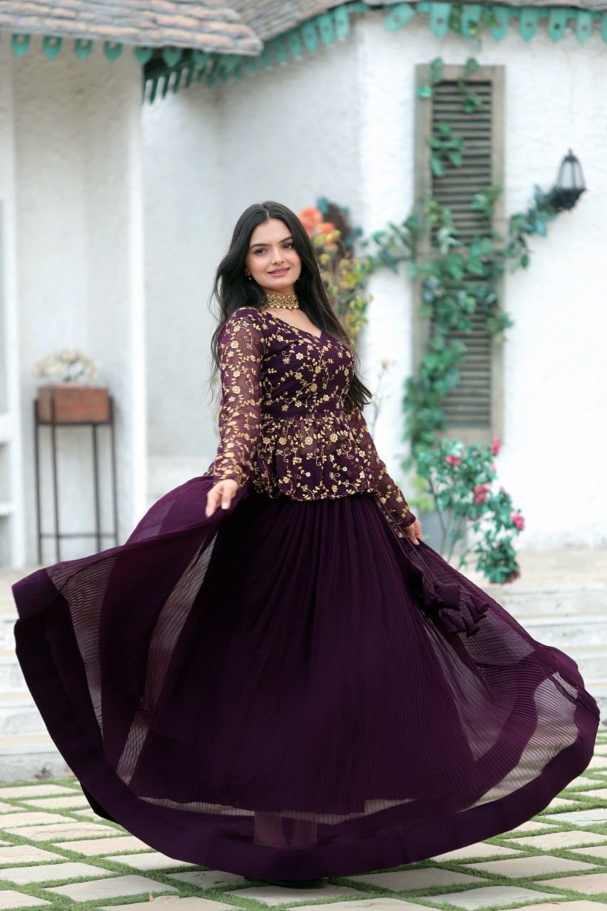 Faux Blooming with Sequins & Thread Embroidered work CHANIYA CHOLI