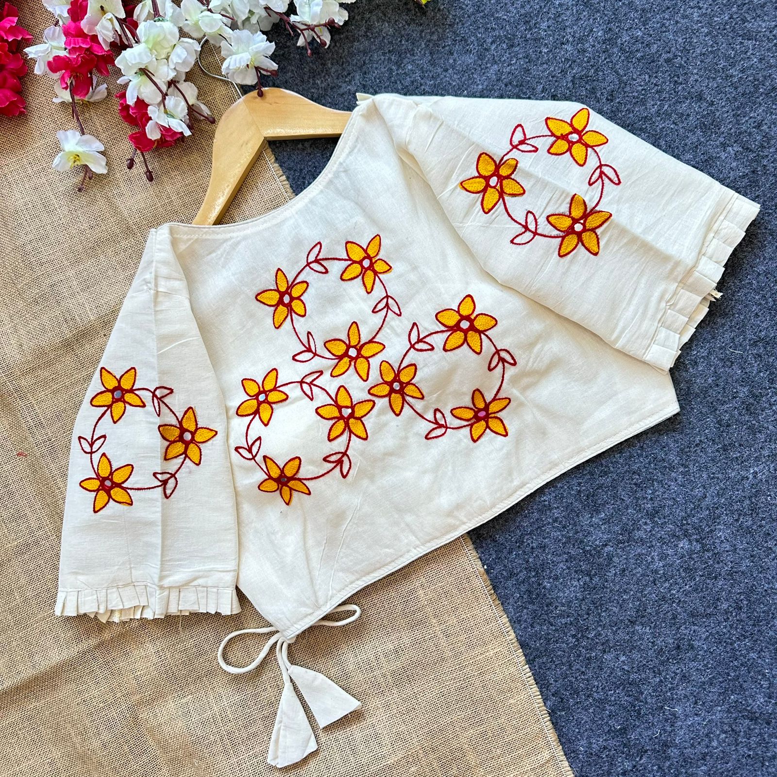  Angrakha Style with Hand Embrodiary  BLOUSE
