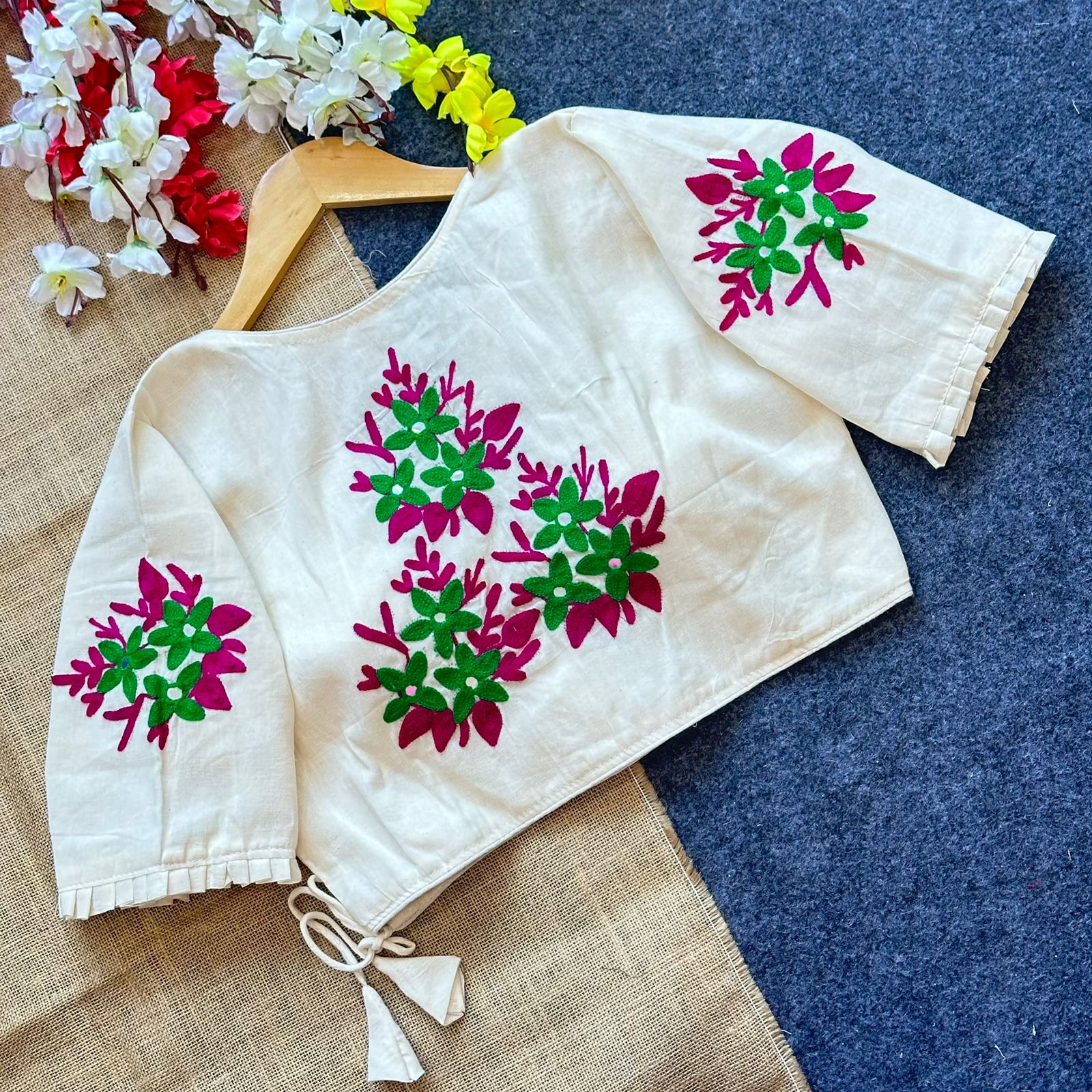  Angrakha Style with Hand Embrodiary  BLOUSE