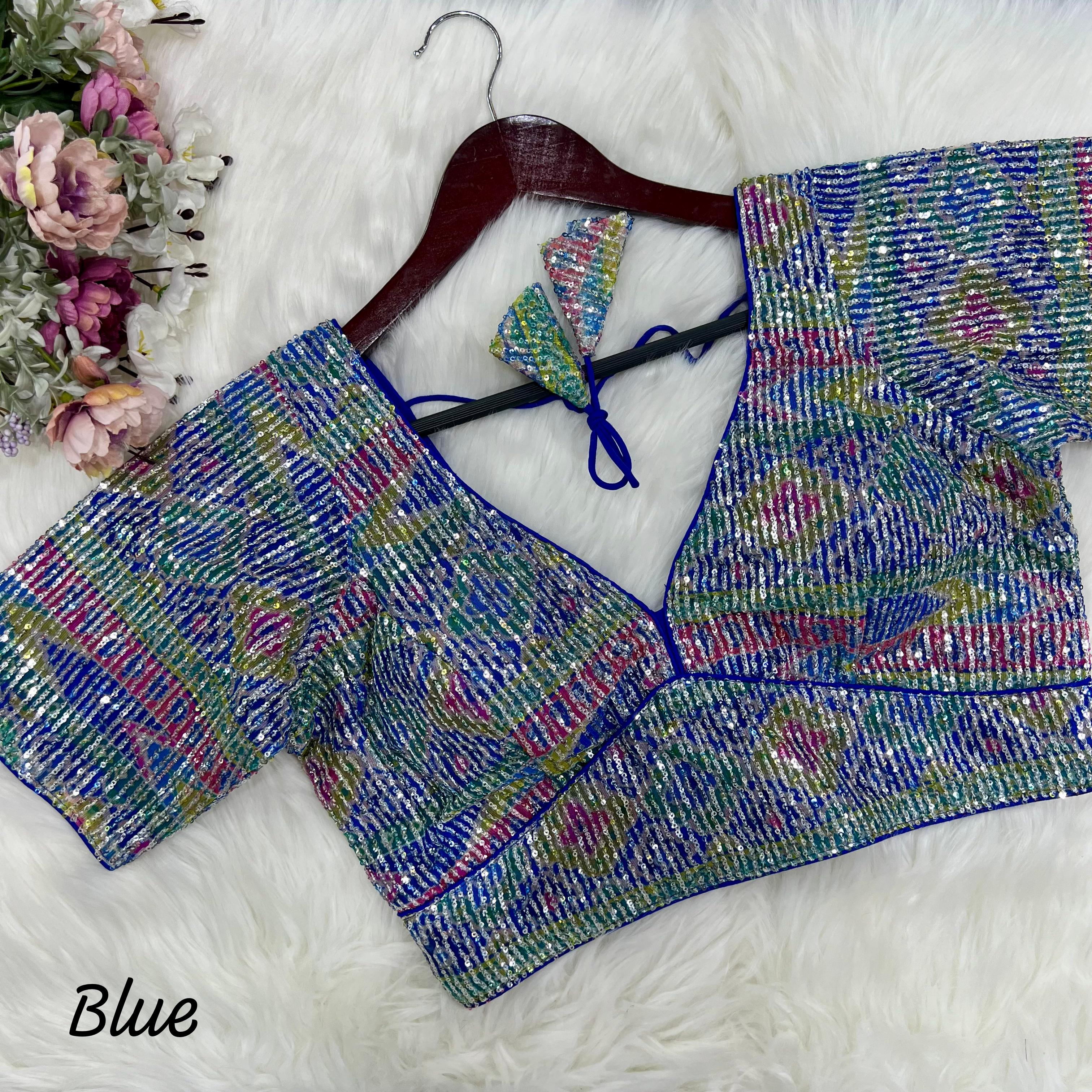 Heavy Sequence Embroidery with Digital Print  BLOUSE♥️