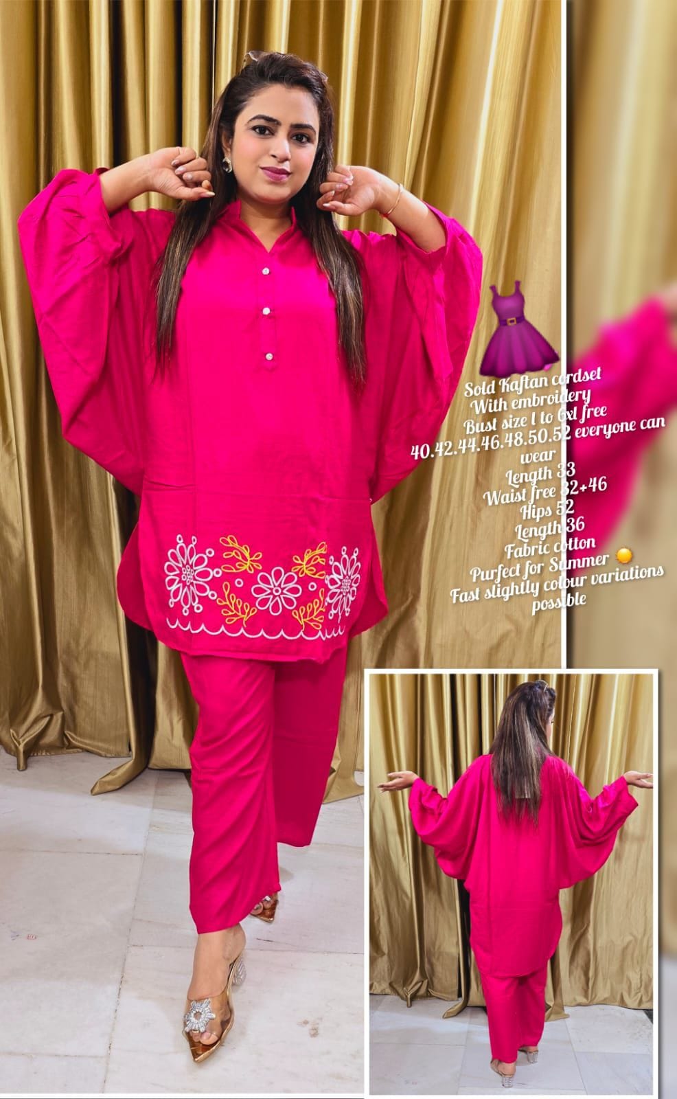 COTTON EMBROIDERY KAFTAN COORDSET