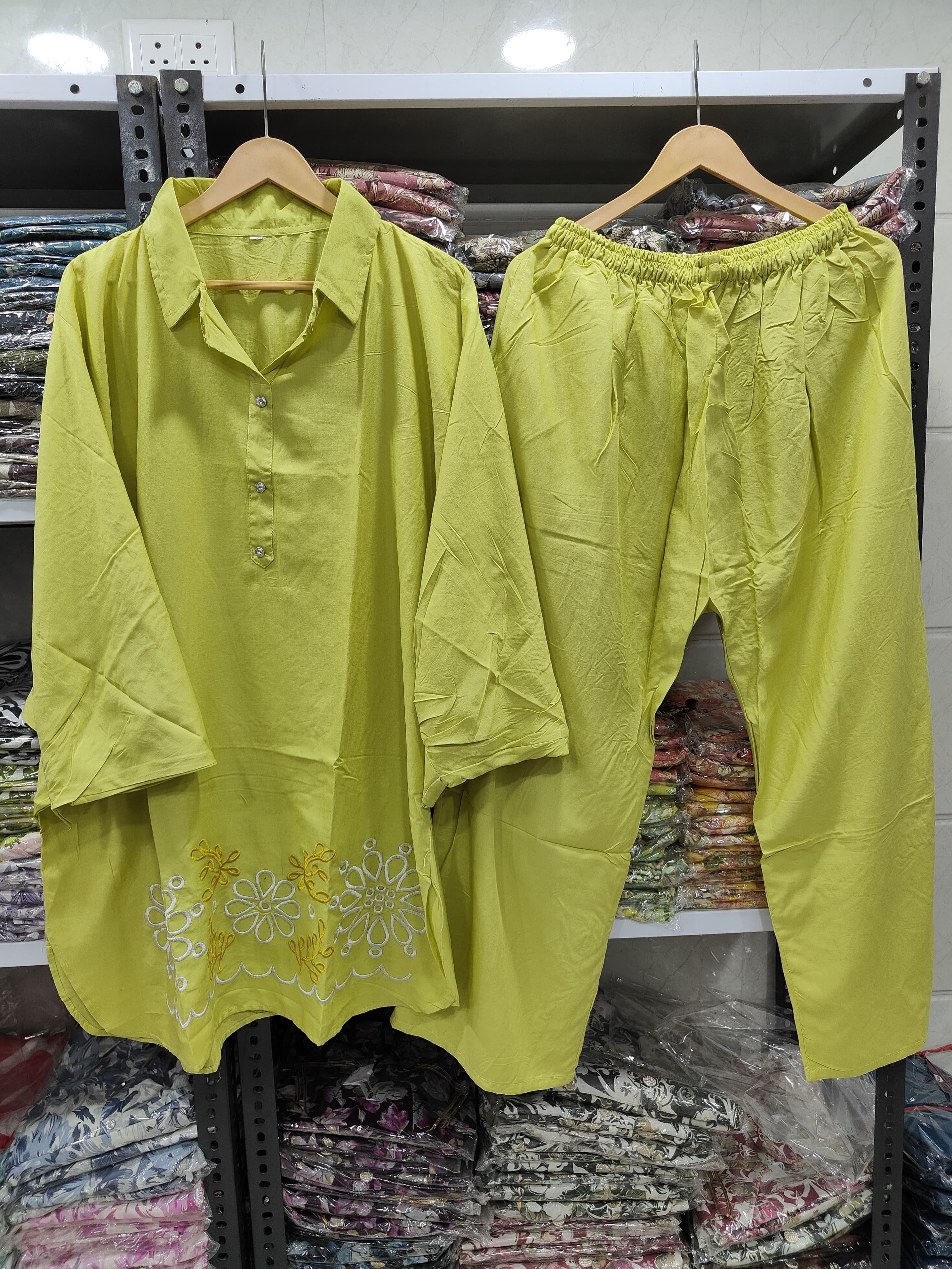 COTTON EMBROIDERY KAFTAN COORDSET
