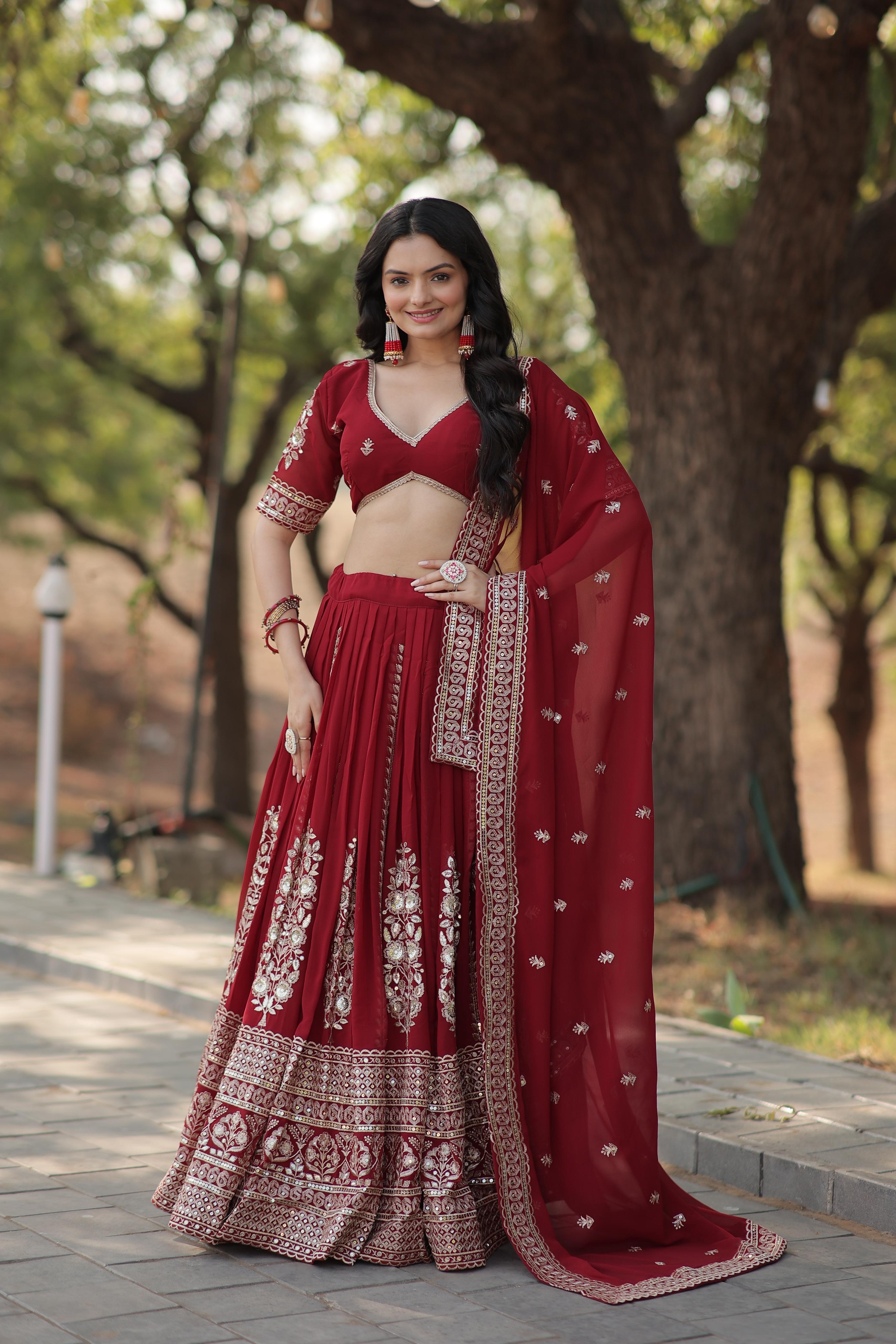 Faux Blooming Georgette with Heavy Sequins Multi embroidered Work  LEHNGA CHOLI