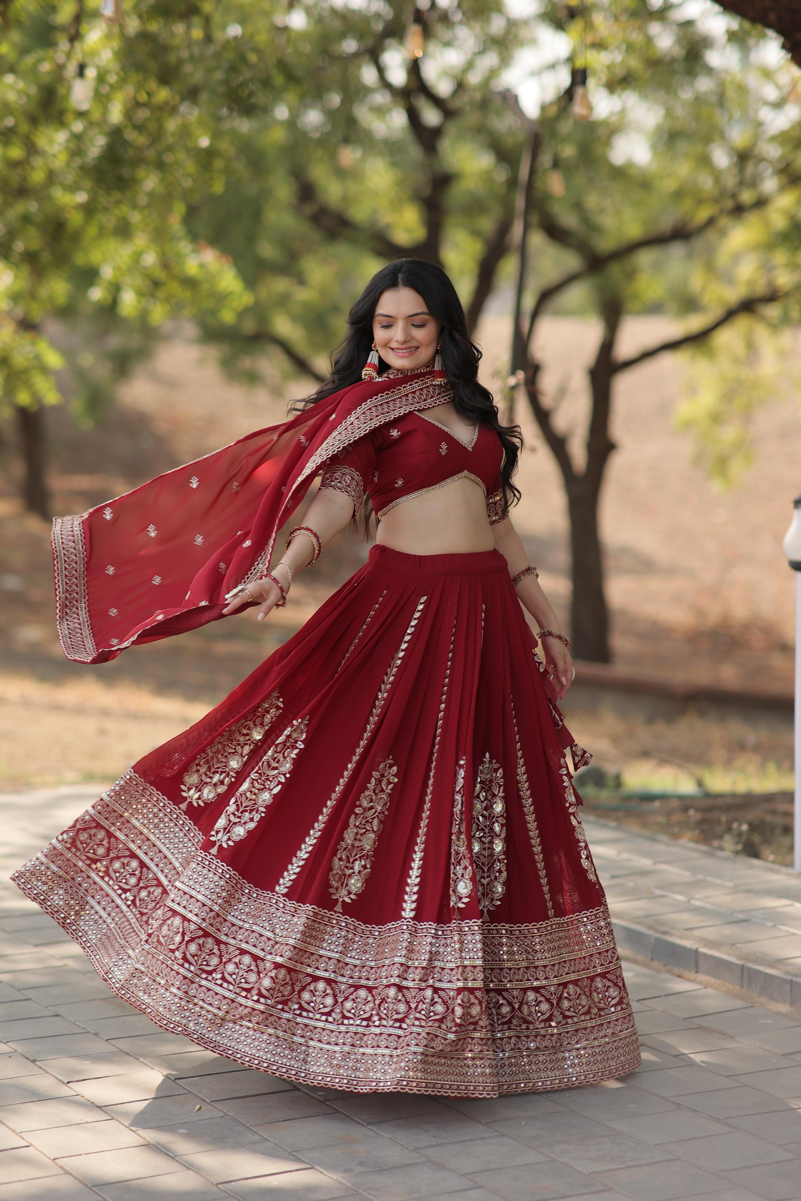 Faux Blooming Georgette with Heavy Sequins Multi embroidered Work  LEHNGA CHOLI