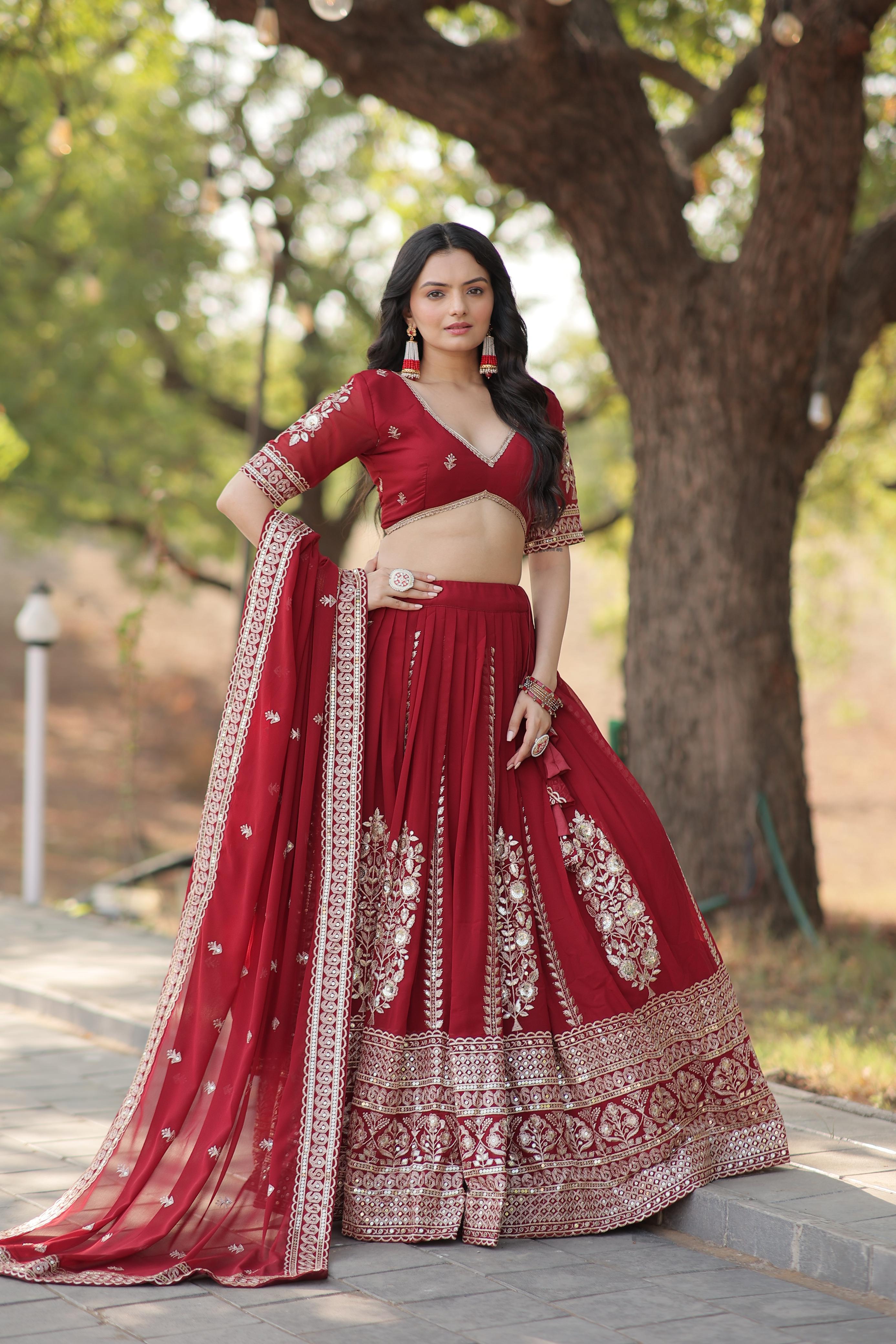 Faux Blooming Georgette with Heavy Sequins Multi embroidered Work  LEHNGA CHOLI