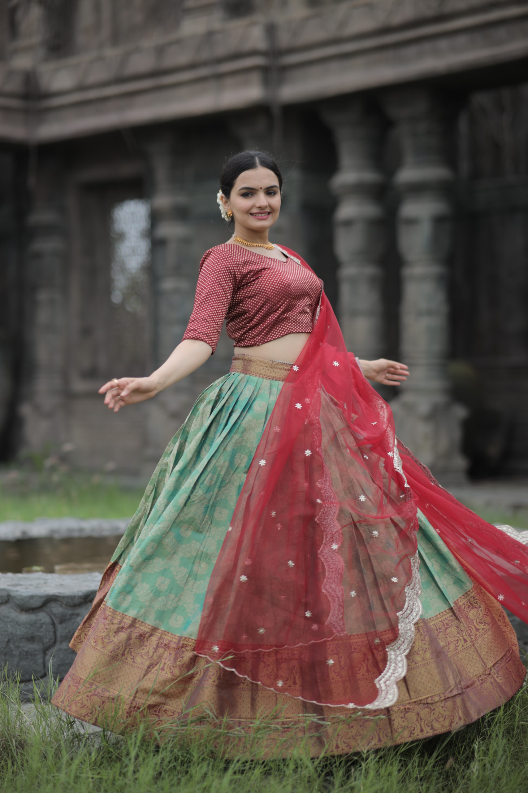  Kanjivaram pattu silk lehenga with Zari  Weaving Work chaniya choli