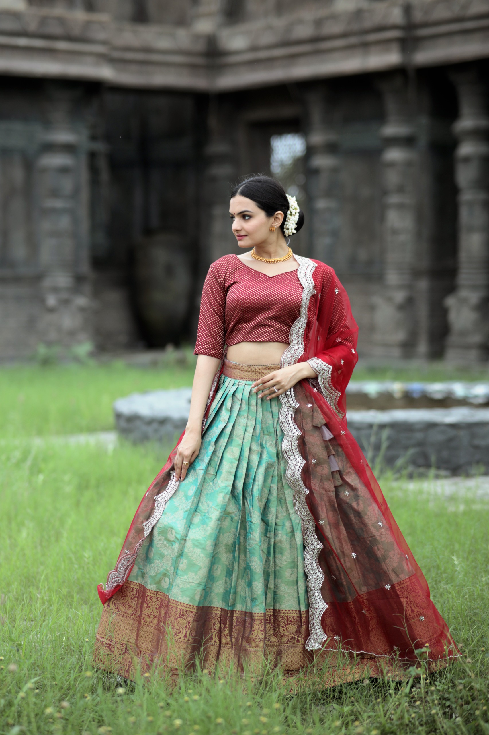  Kanjivaram pattu silk lehenga with Zari  Weaving Work chaniya choli
