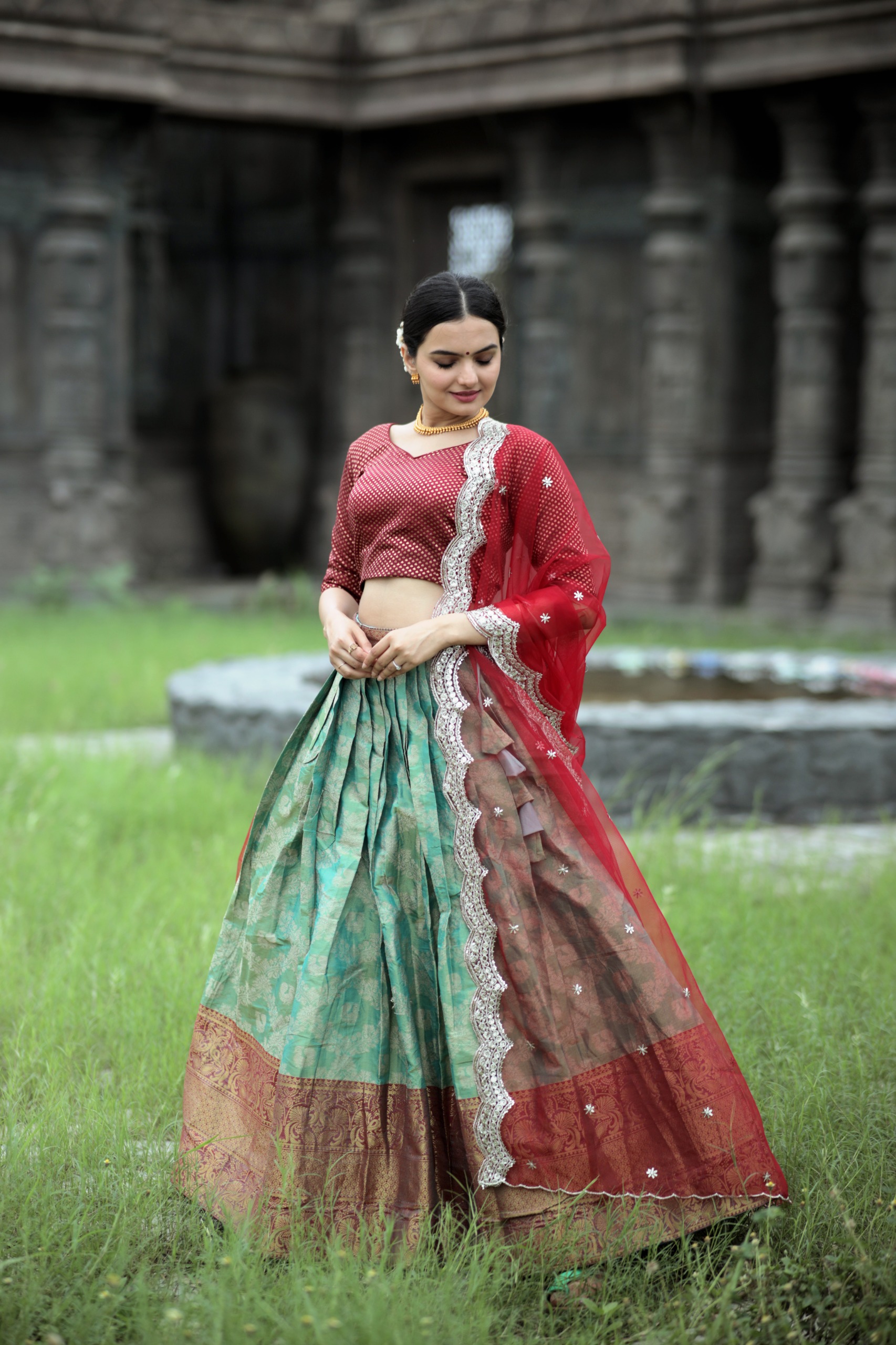  Kanjivaram pattu silk lehenga with Zari  Weaving Work chaniya choli