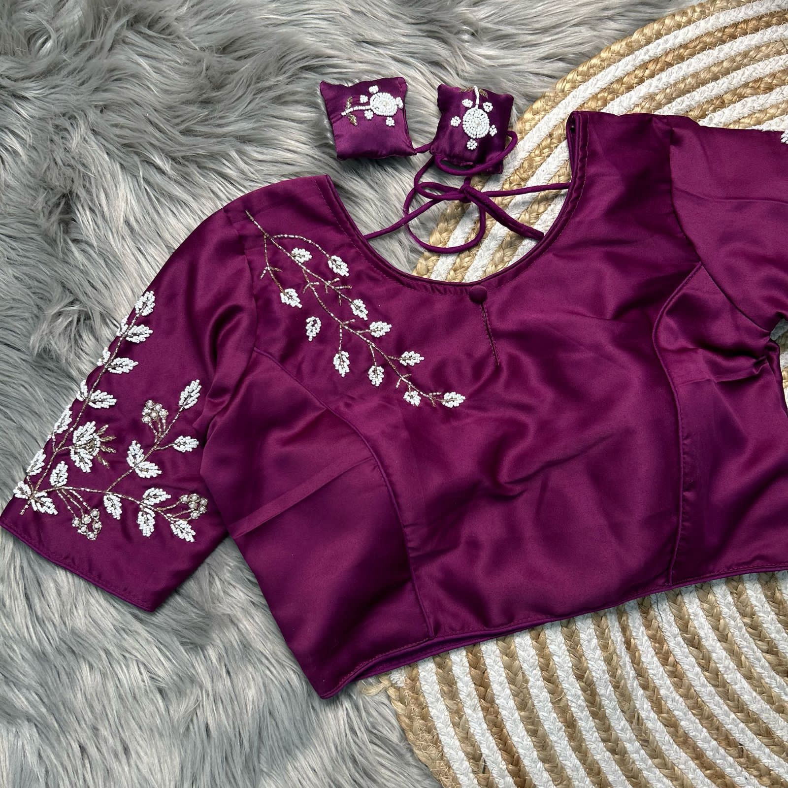  pure silk with heavy pure hand work blouse