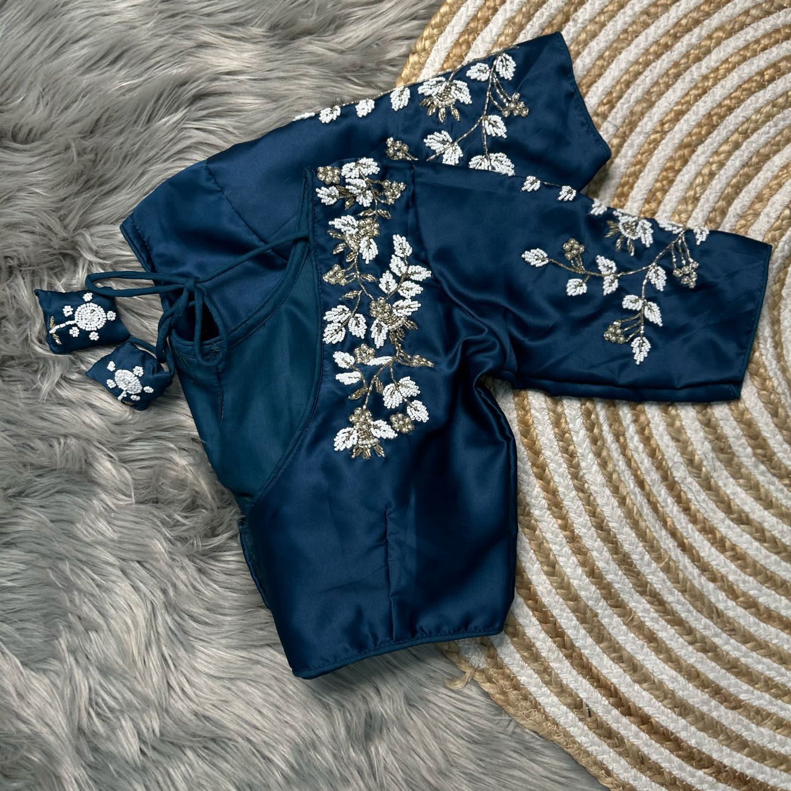  pure silk with heavy pure hand work blouse