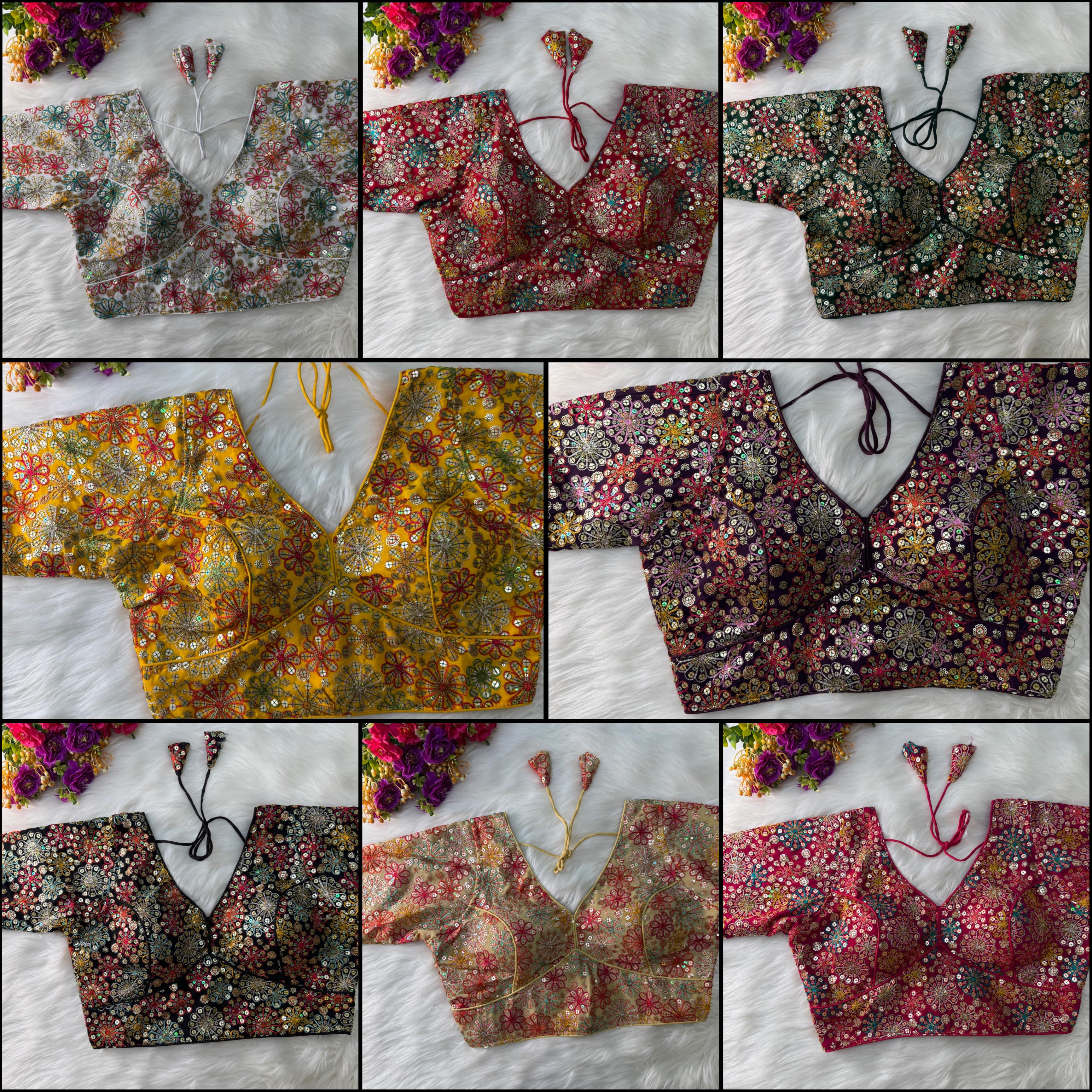 💓SABYASACHI NECK STYLE MULTI WORK WITH SEQUENCE WORK BLOUSE💓