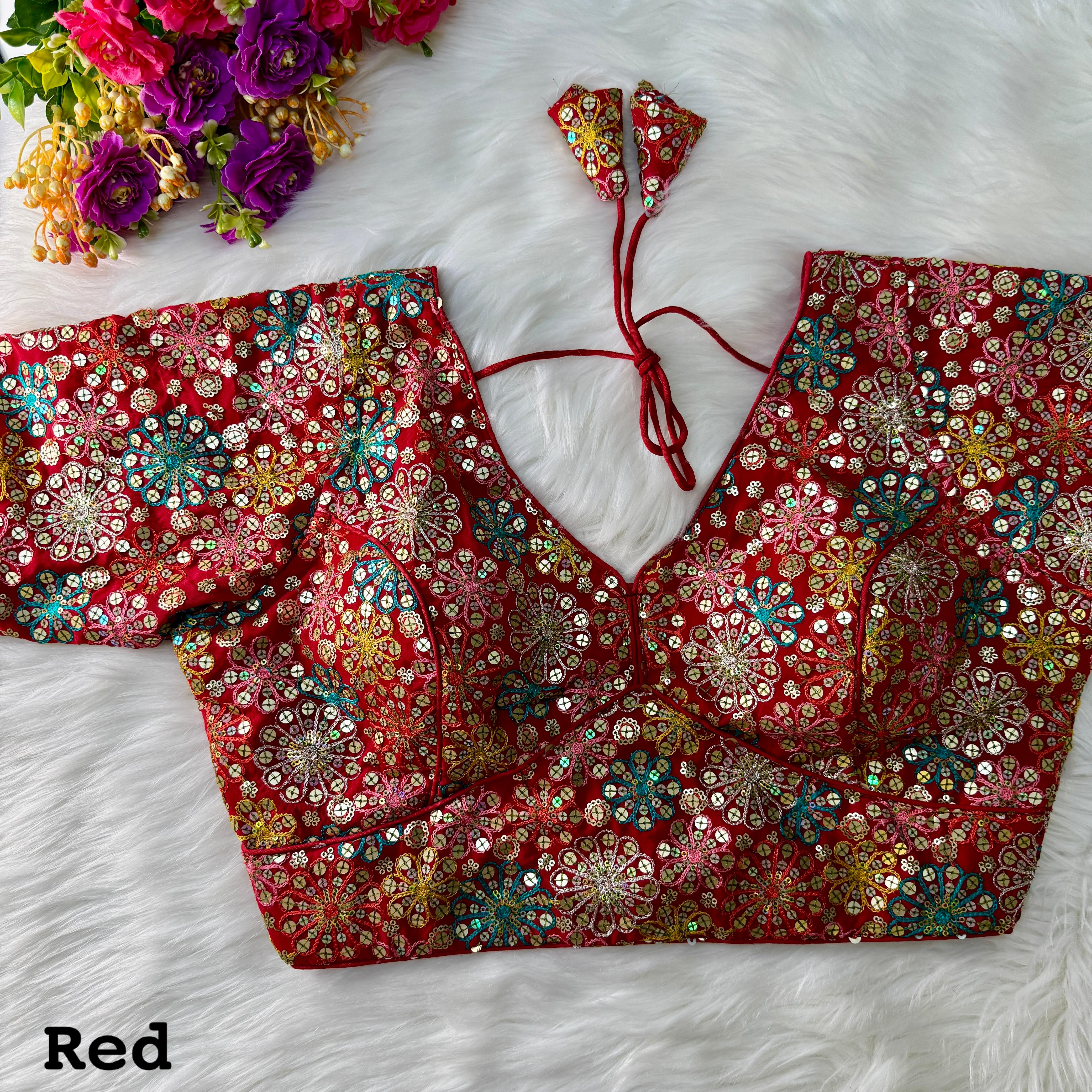 💓SABYASACHI NECK STYLE MULTI WORK WITH SEQUENCE WORK BLOUSE💓