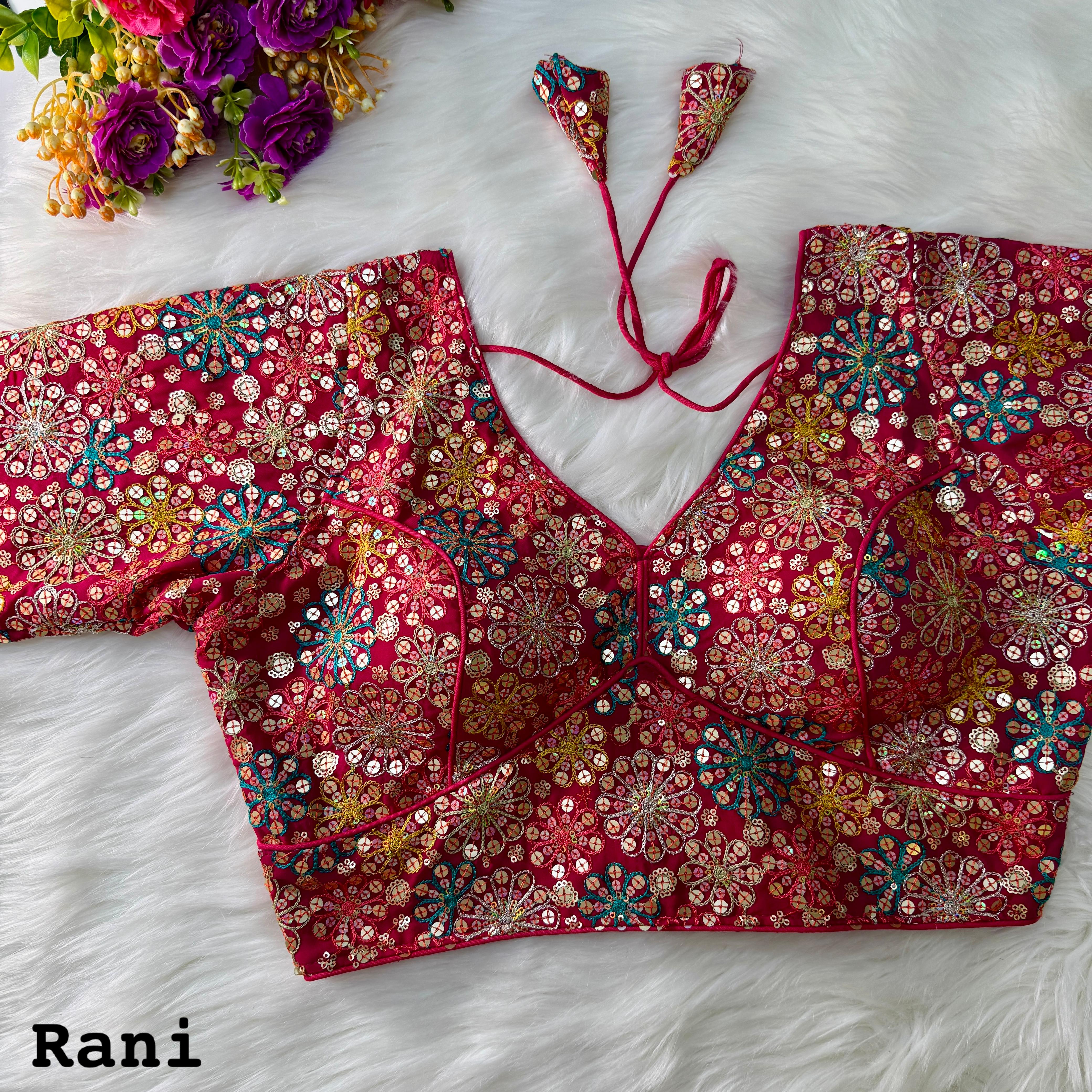 💓SABYASACHI NECK STYLE MULTI WORK WITH SEQUENCE WORK BLOUSE💓