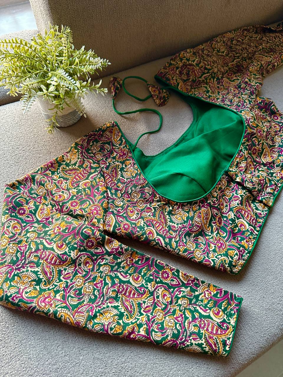 Designer Long Sleeve Kalamkari Blouse
