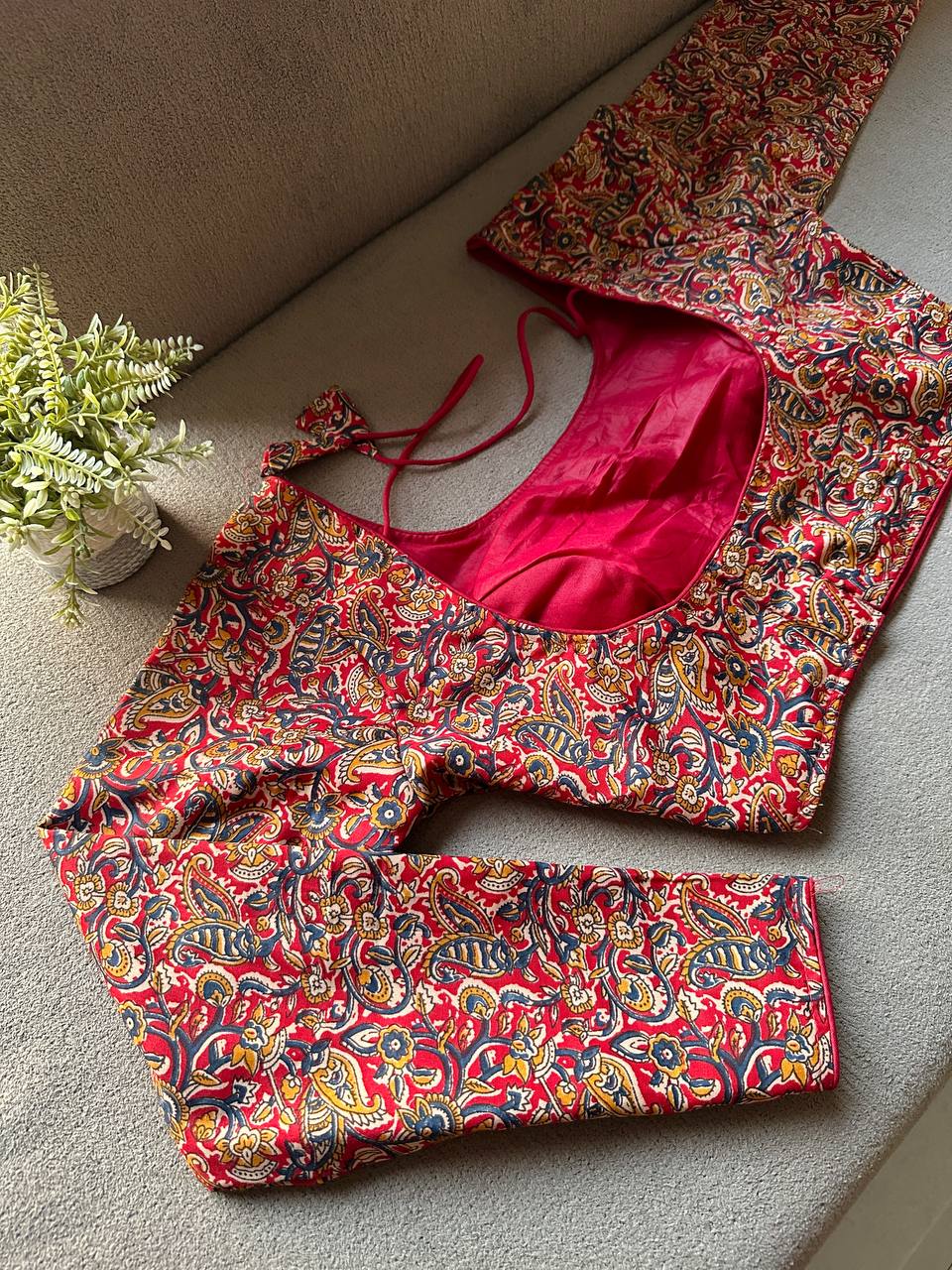 Designer Long Sleeve Kalamkari Blouse