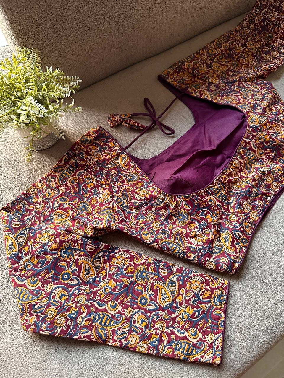Designer Long Sleeve Kalamkari Blouse