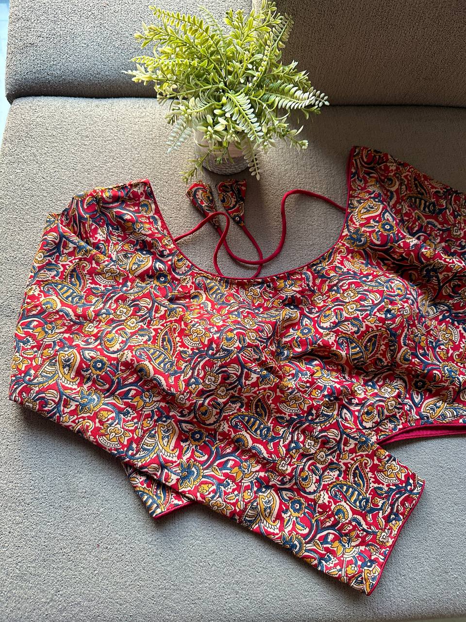 Designer Long Sleeve Kalamkari Blouse