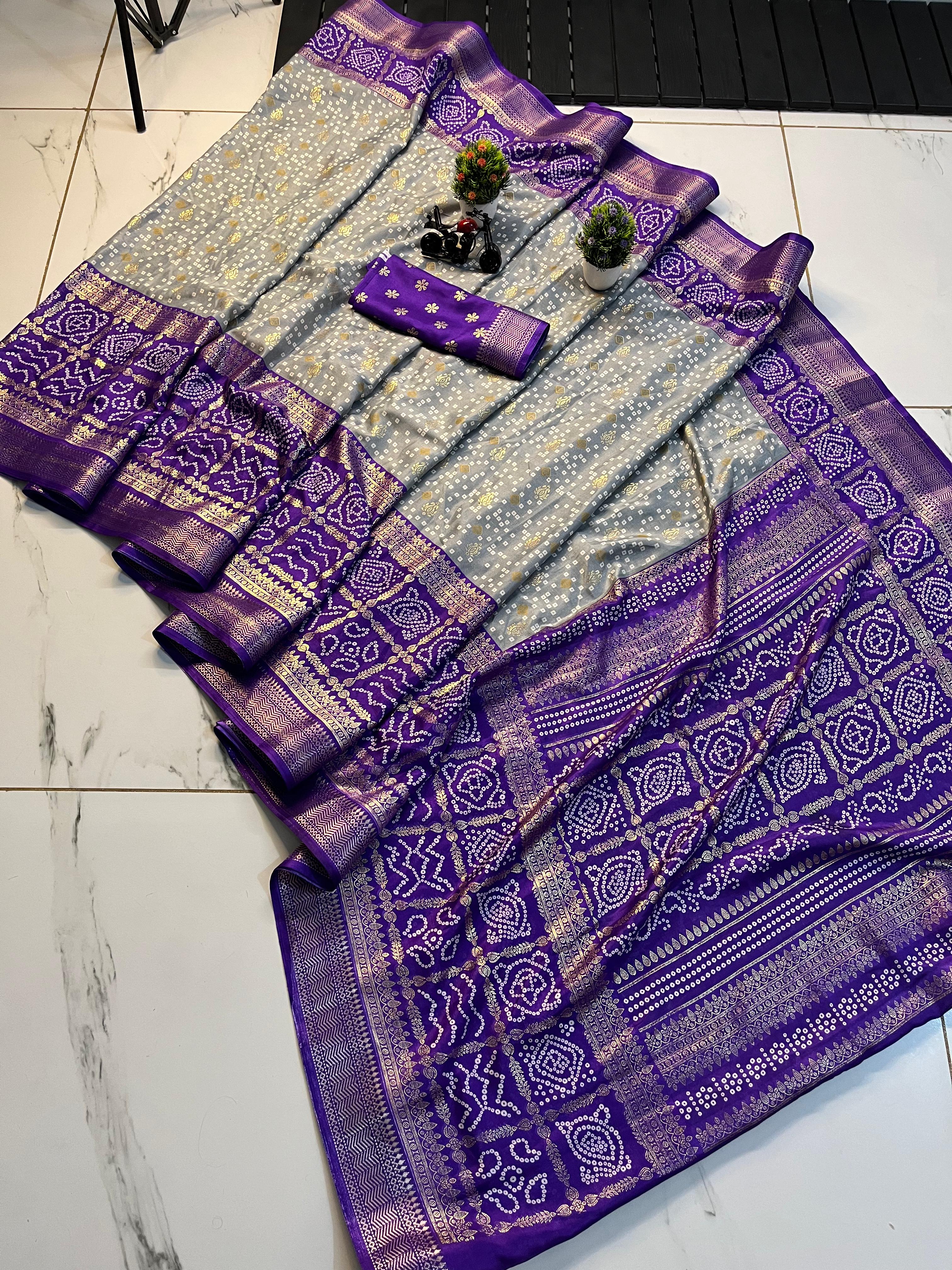 Super 3 ince jequrd boder   With patola foil print