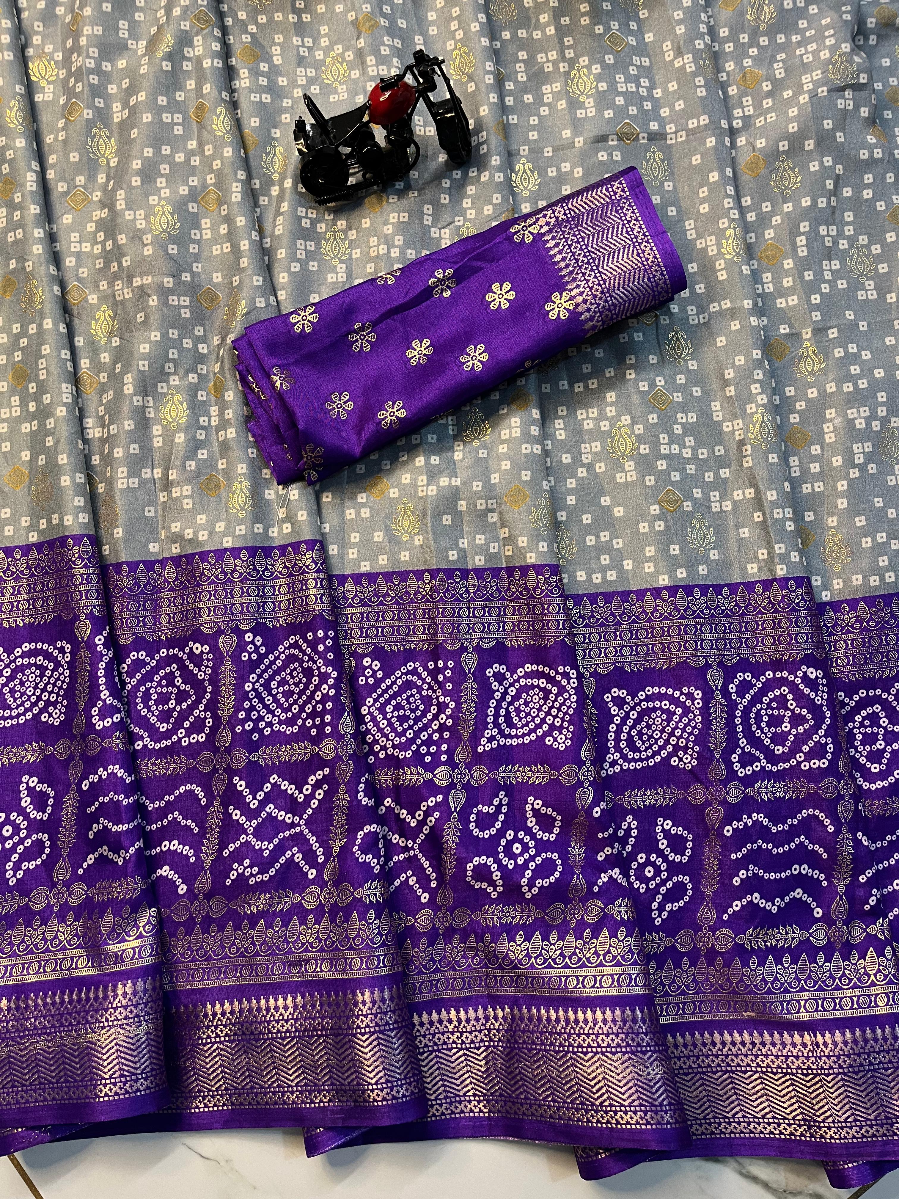 Super 3 ince jequrd boder   With patola foil print