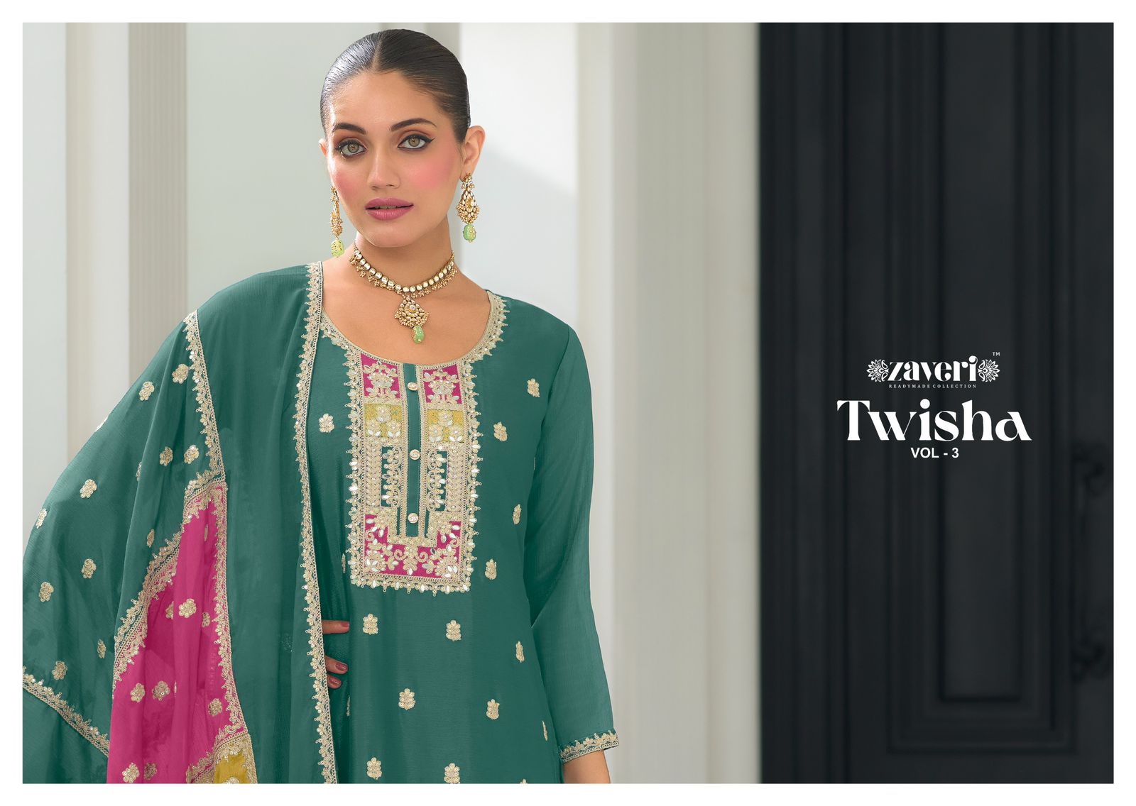 TWISHA VOL-3  Top - hevey Chinon with  emboidery work