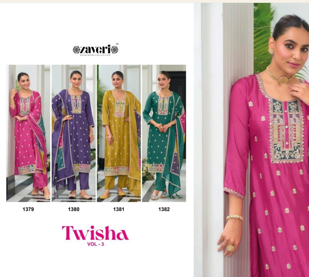 TWISHA VOL-3  Top - hevey Chinon with  emboidery work