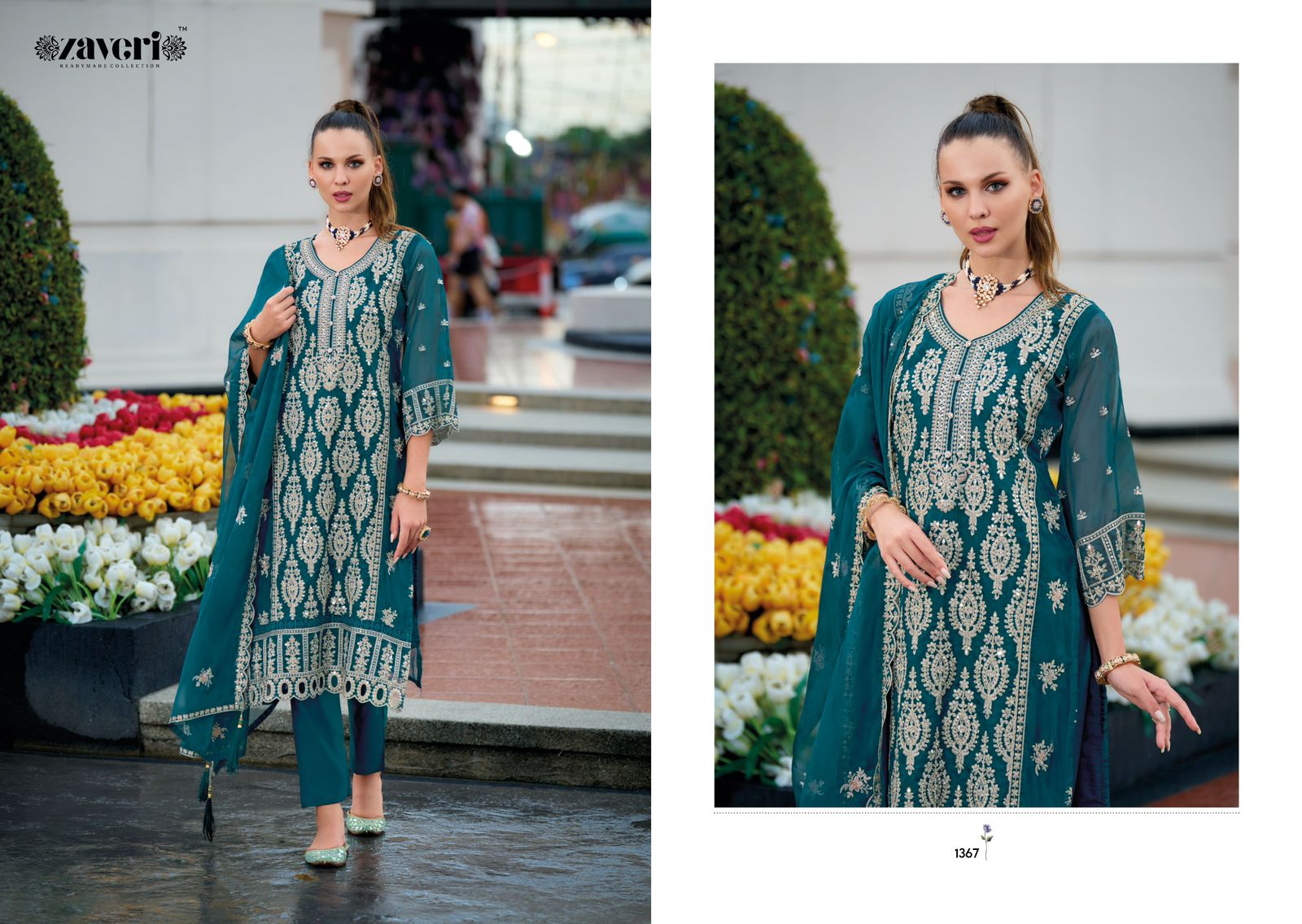 Anaya soft organza emboidery work & Daimand